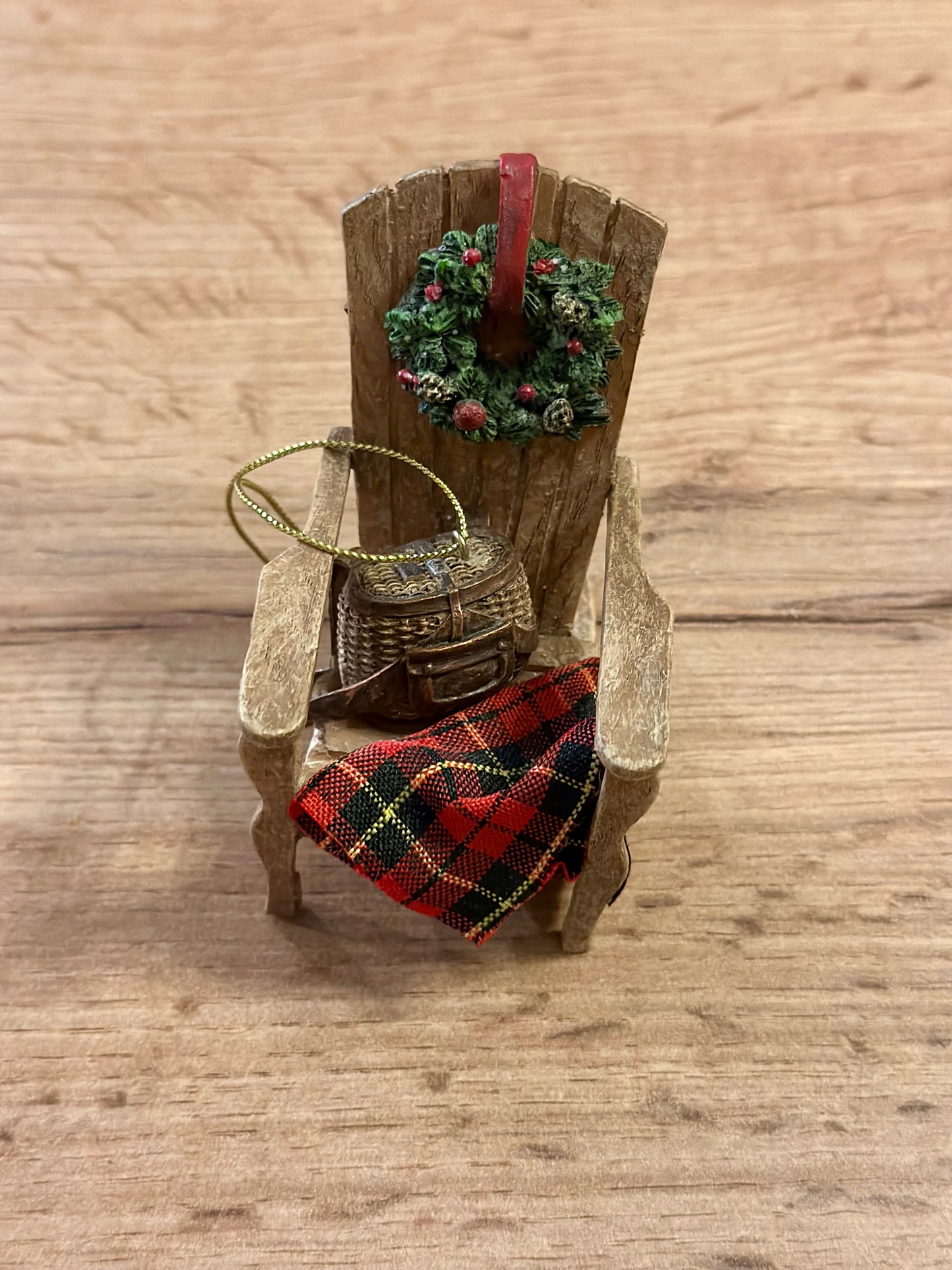 Vintage Christmas Chair with Creel Basket Ornament