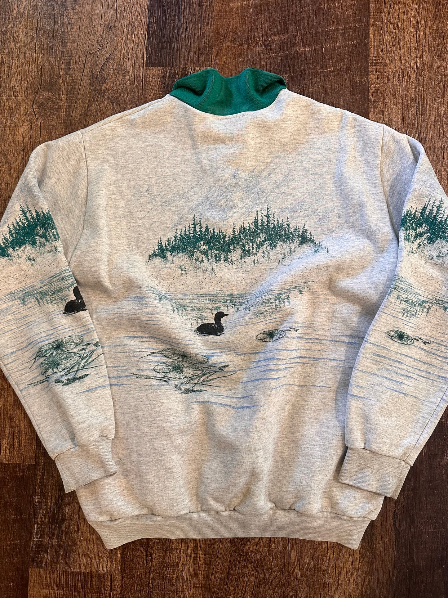VTG Art Unlimited Collared Henley Sweatshirt (L) Wraparound Loons