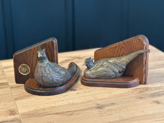 Vintage Rare Ducks Unlimited Bronze Toned Pheasant Bookends
