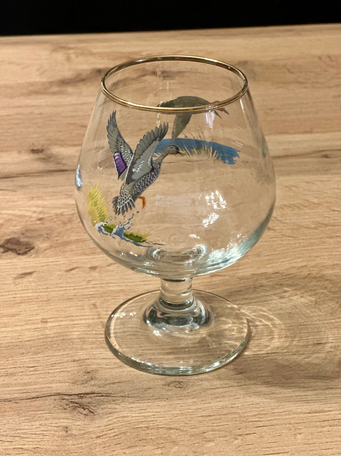 Vintage Rare Ned Smith Snifters (4) and Decanter - Waterfowl Edition