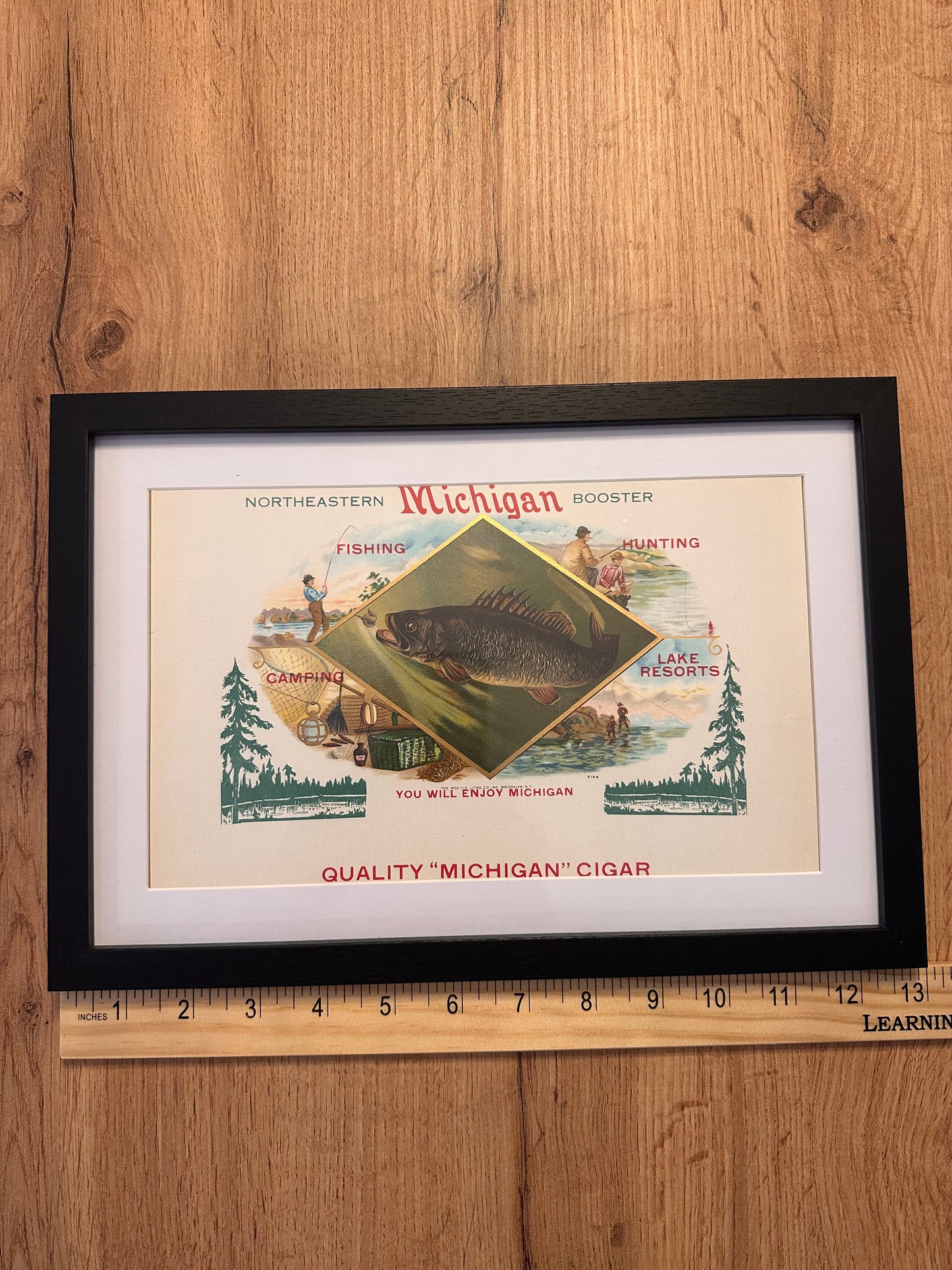Vintage Cigar Box Label - Late 1800s/Early 1900s Featuring Michigan Outdoors