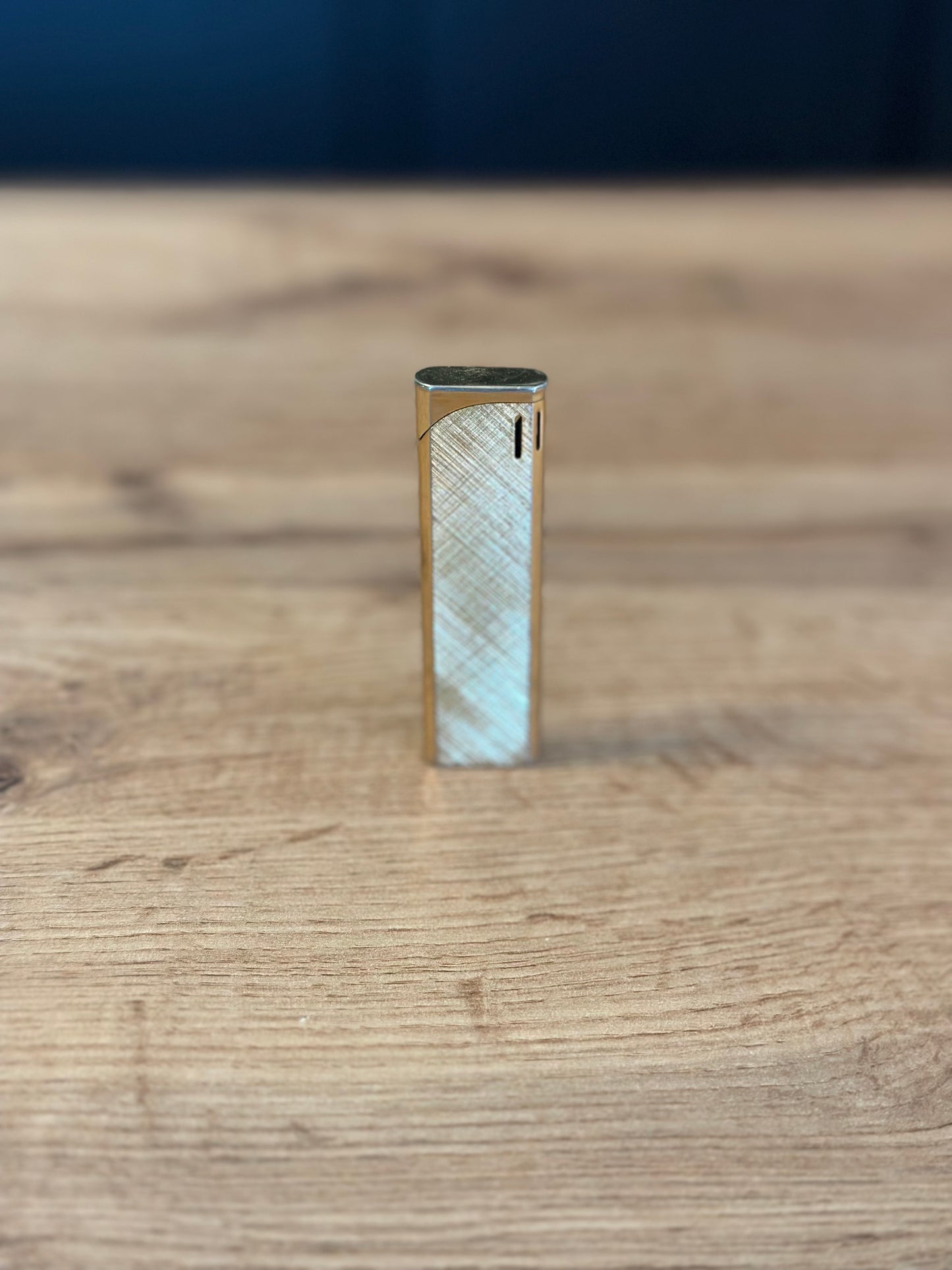 Vintage Flamex Toronado Lighter Featuring Raised Fly Fisherman 3" Gold Tone