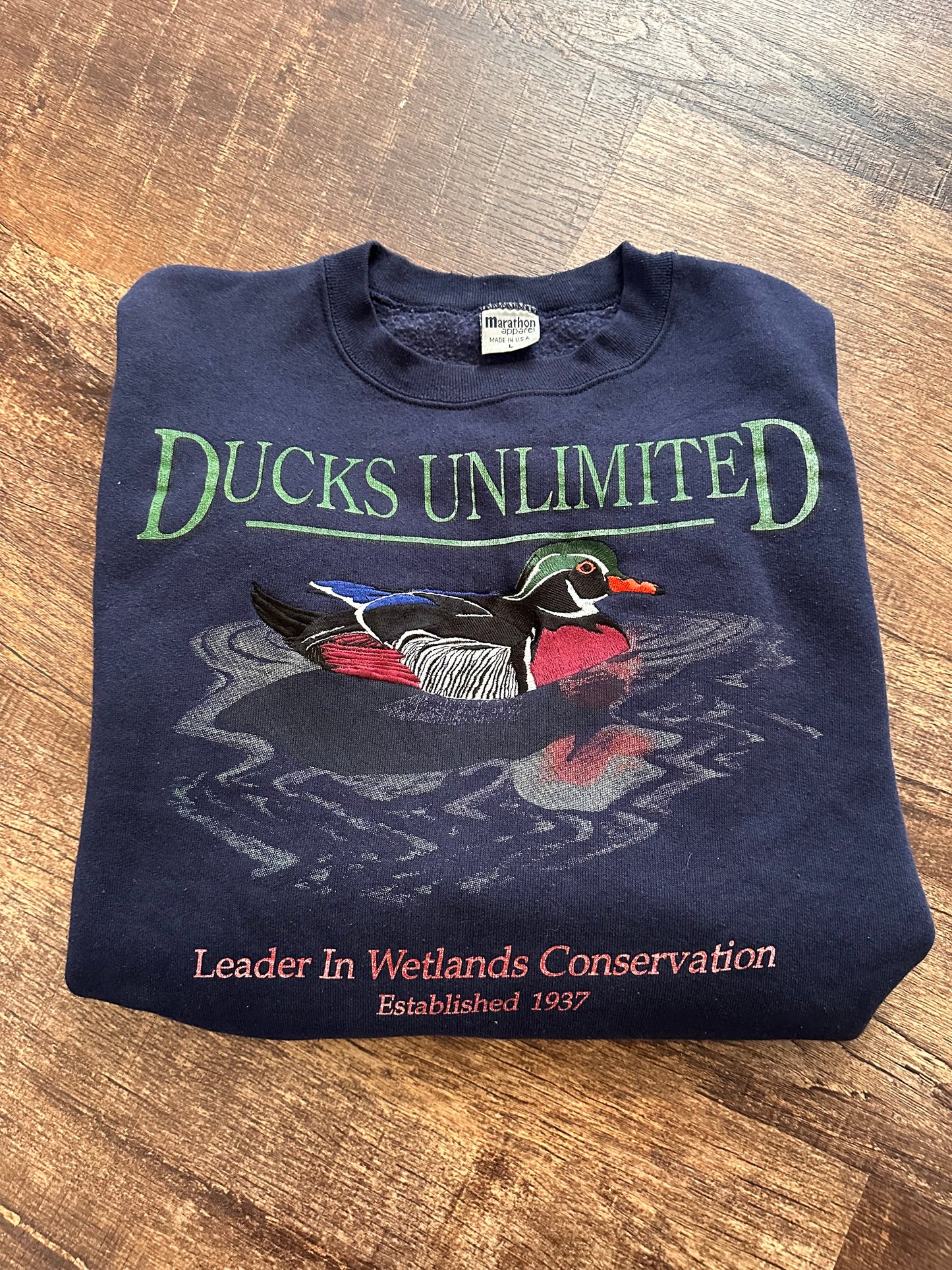 Vintage Ducks Unlimited Crewneck (L) Embroidered Duck on Graphic