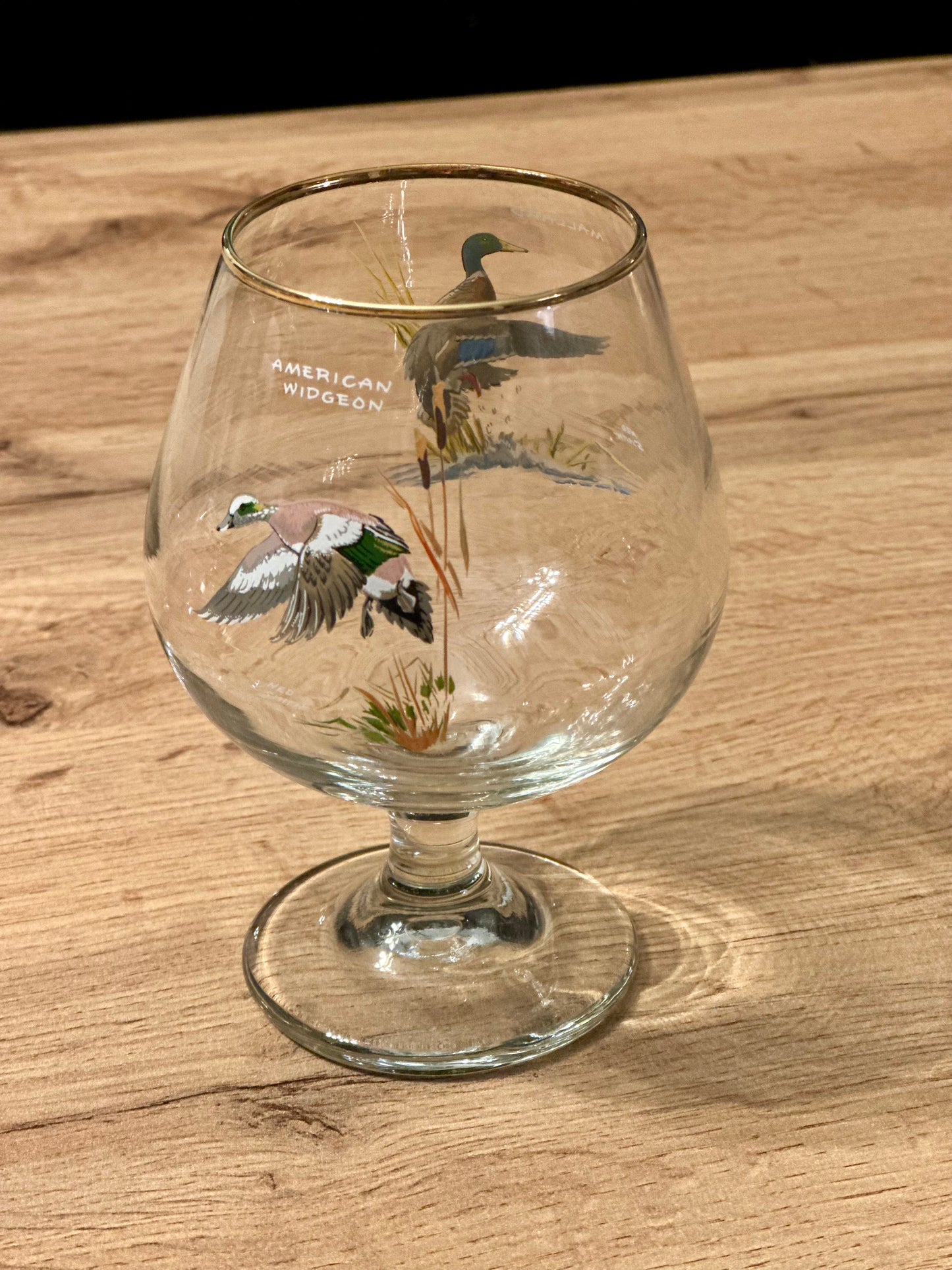 Vintage Rare Ned Smith Snifters (4) and Decanter - Waterfowl Edition