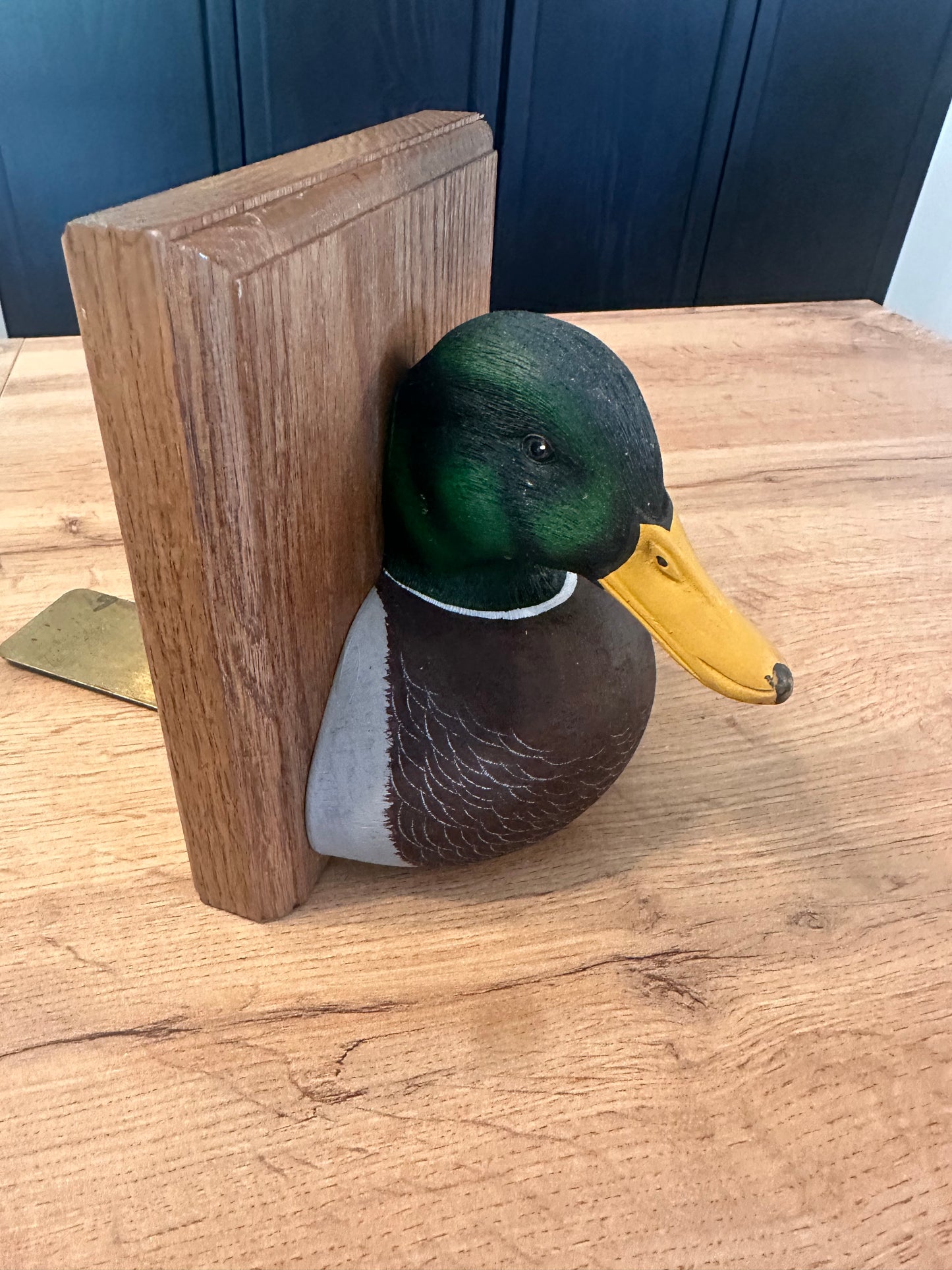 Vintage Wooden Mallard Duck Bookends