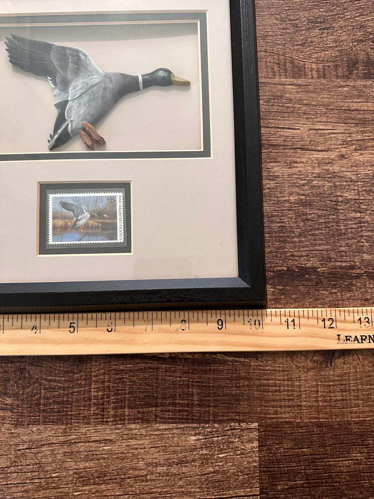 Vintage 2002 Ducks Unlimited Framed 3D Duck with $5 Stamp