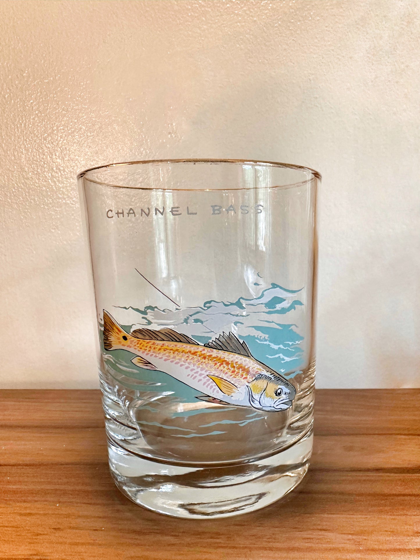 Vintage 1970s MINT Ned Smith Salt Water Fish Whiskey Glasses - Mid - (Set of 3)
