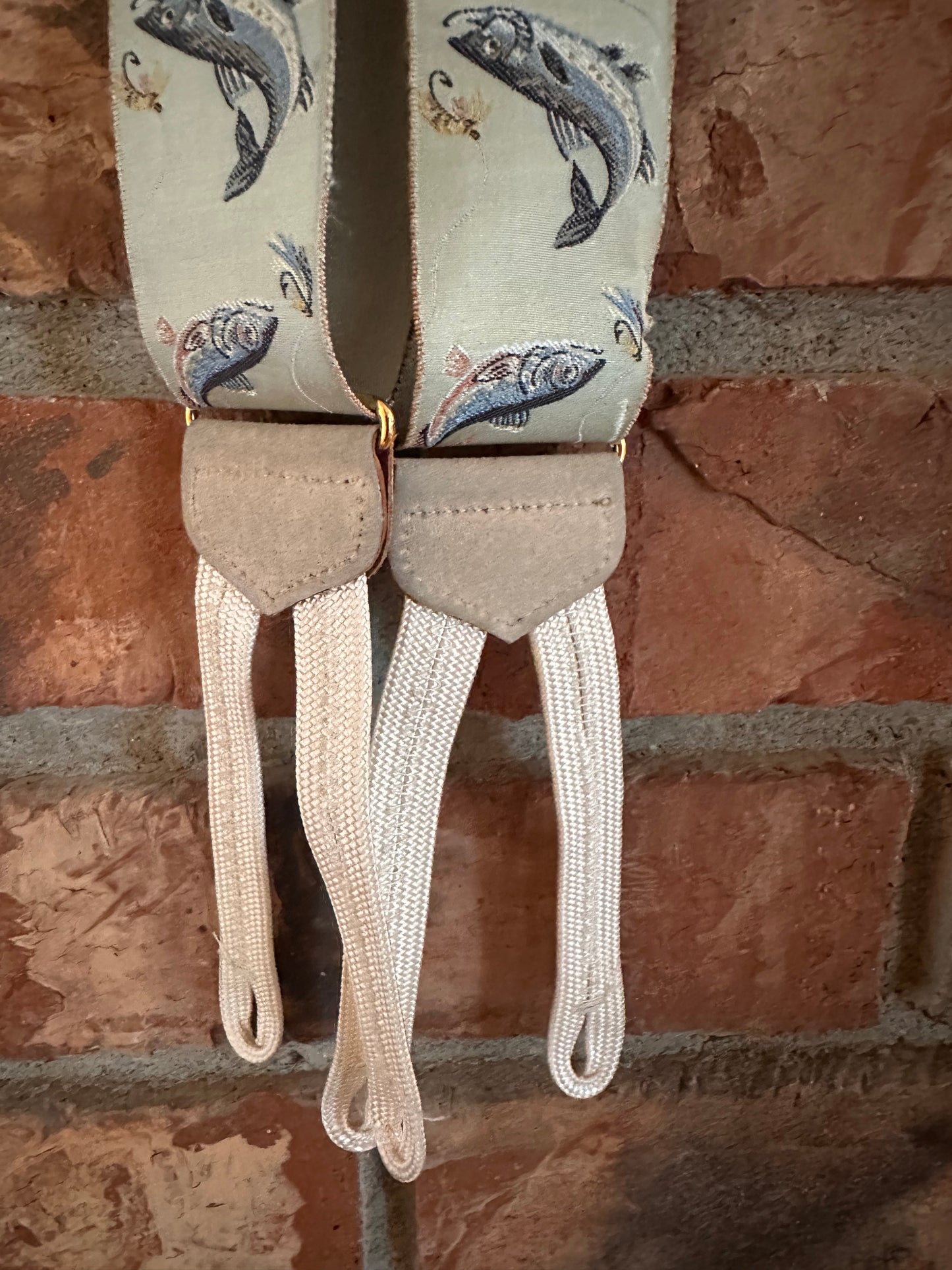 Vintage Trafalgar Silk Suspenders - Fly Fishing Trout Theme