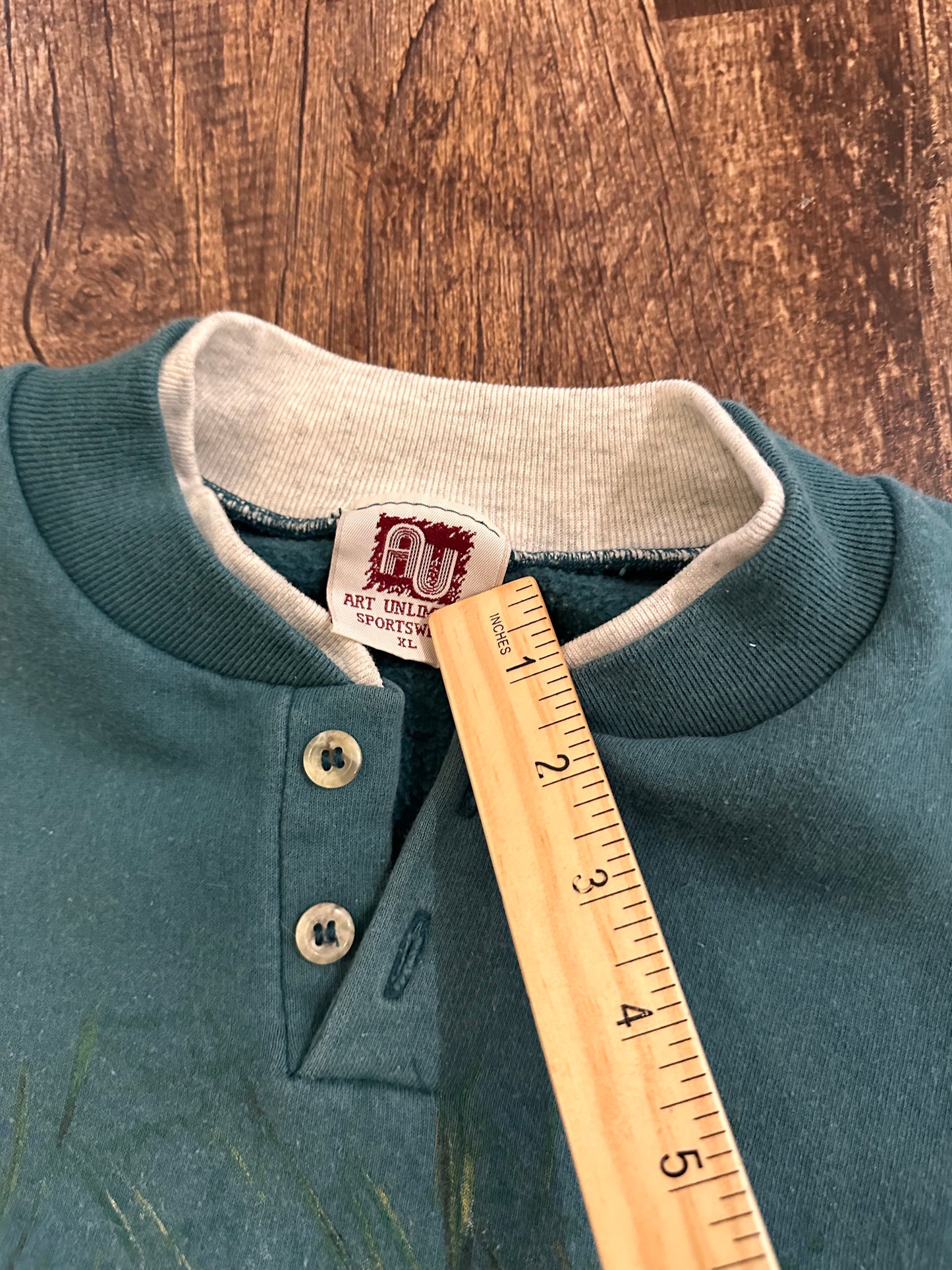 Vintage Art Unlimited Henley Crewneck (XL) Ducks Scene
