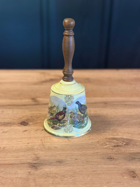 Vintage Porcelain Hand Bell - Game Birds - Yellow