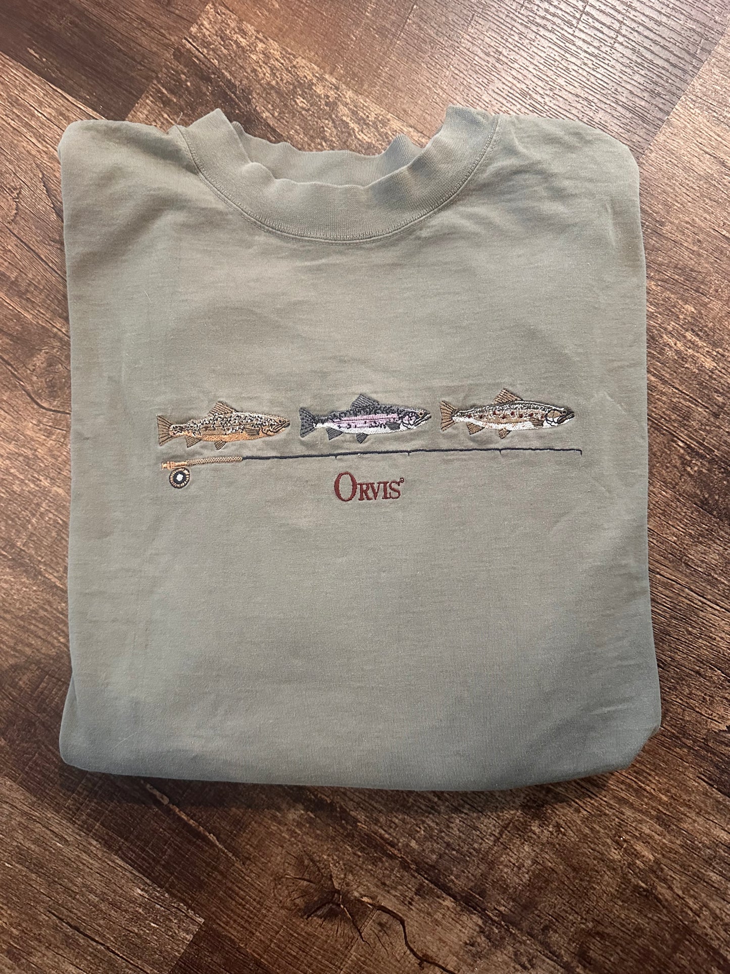 Vintage Orvis Long Sleeve (XL) Embroidered Trout and Rod