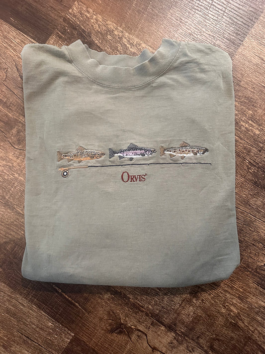 Vintage Orvis Long Sleeve (XL) Embroidered Trout and Rod
