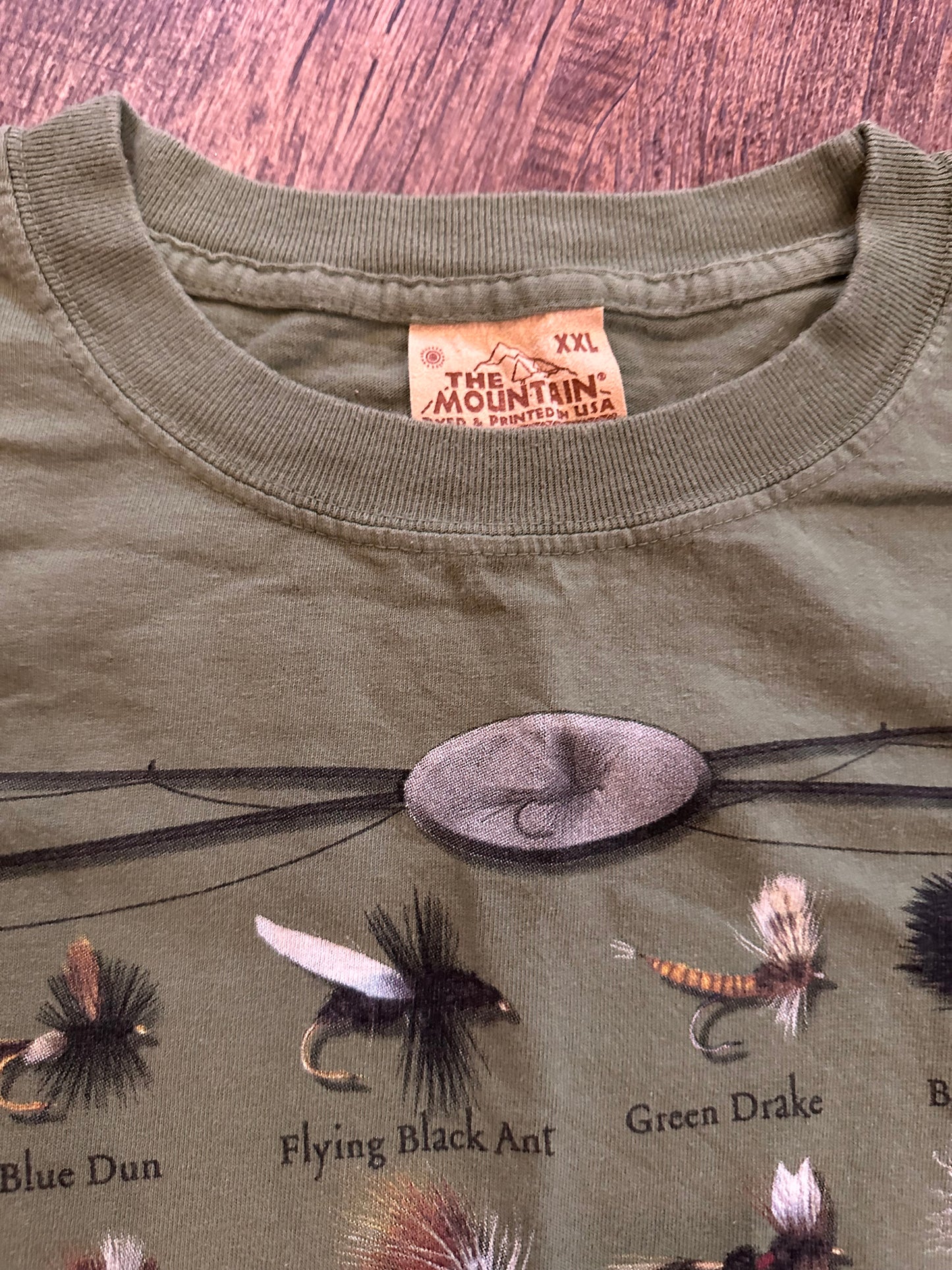 Vintage The Mountain Men’s T-Shirt (XXL) Dry Fly Traditional Lures - Green