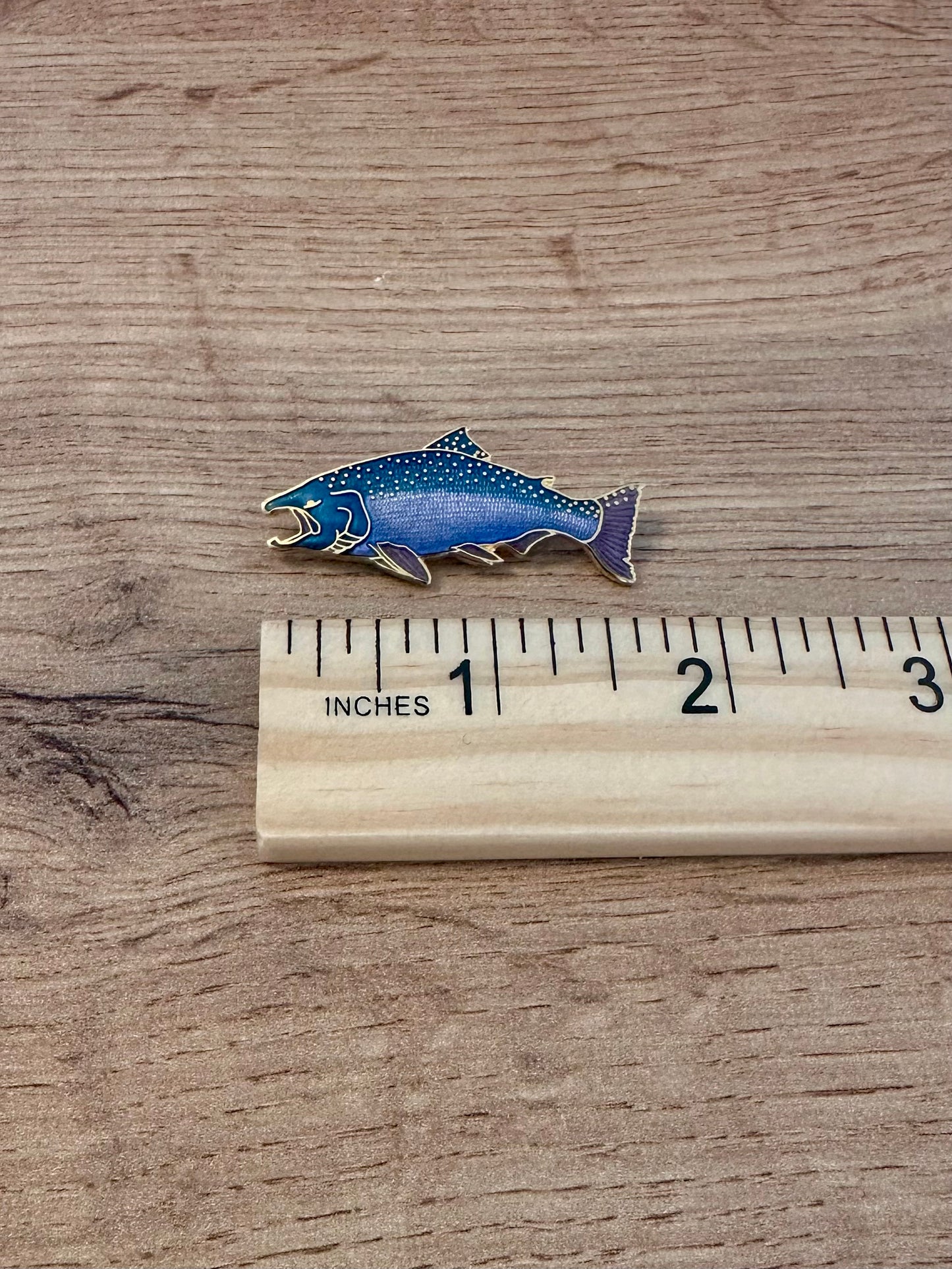 Vintage 1987 WM Salmon Enamel Lapel Pin Back