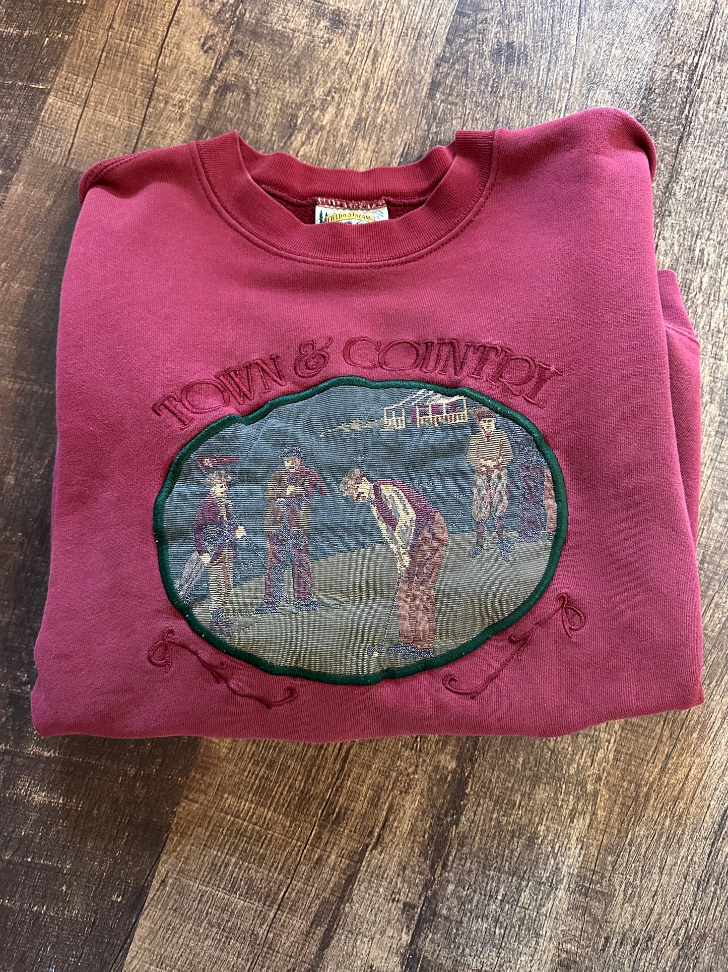 Vintage Field & Stream Crewneck (L) Golf Tapestry - Red/Maroon
