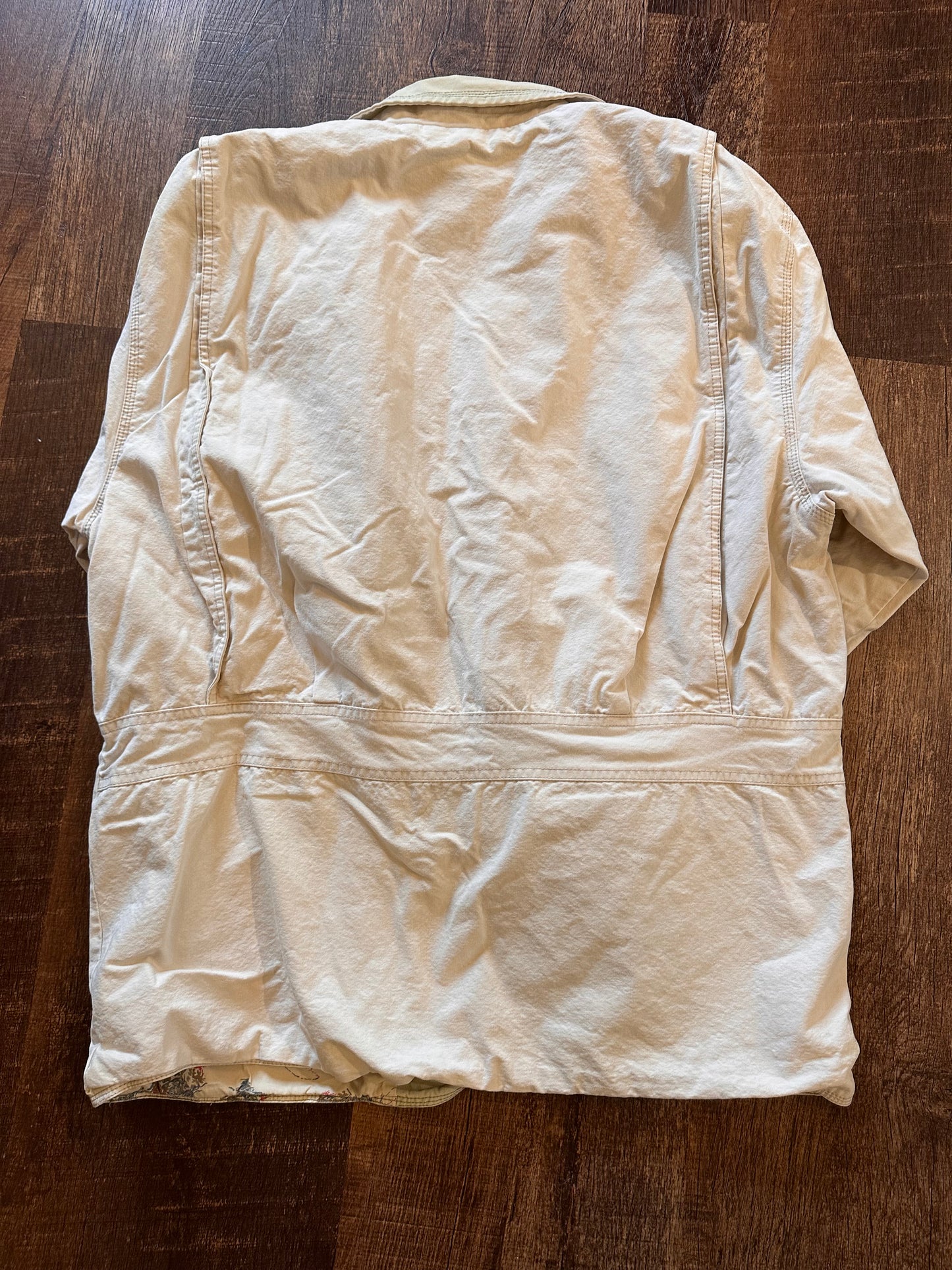 Vintage Woolrich Chore Coat (M) Fly Fishing Lining - Cream with Green Lining
