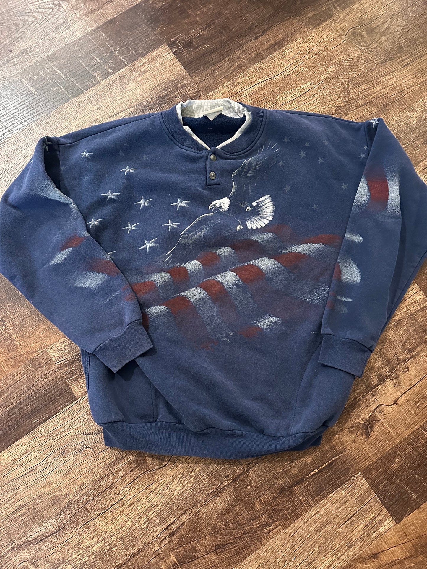 Vintage Artisans Henley Crewneck (L) America
