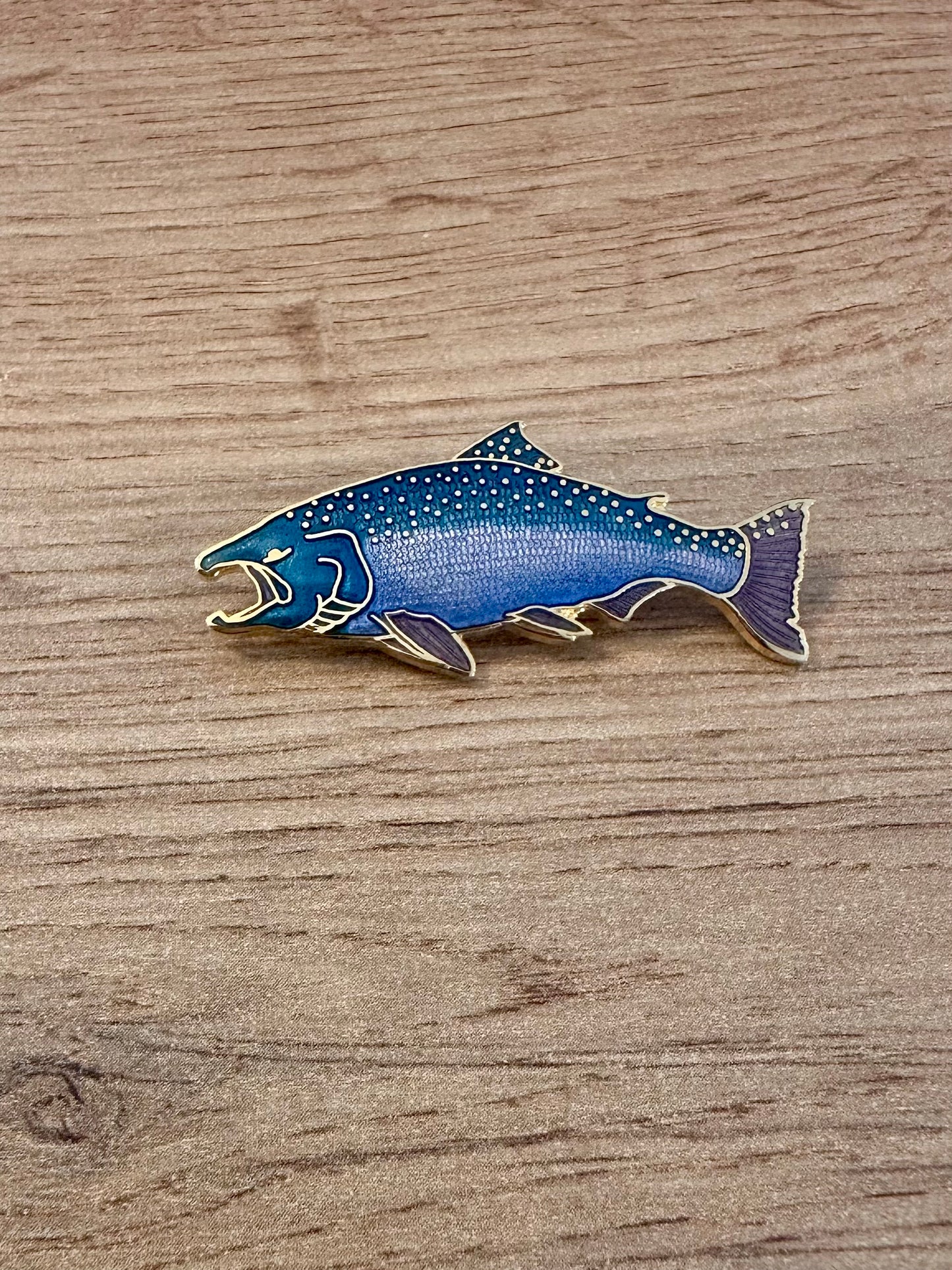 Vintage 1987 WM Salmon Enamel Lapel Pin Back