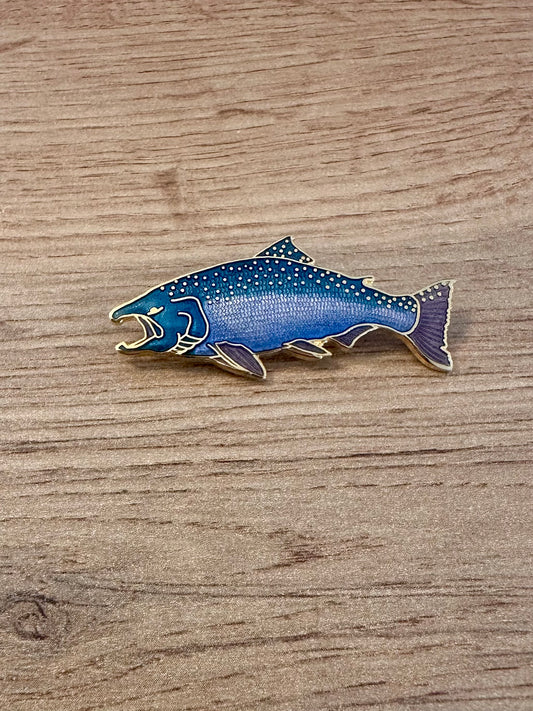 Vintage 1987 WM Salmon Enamel Lapel Pin Back