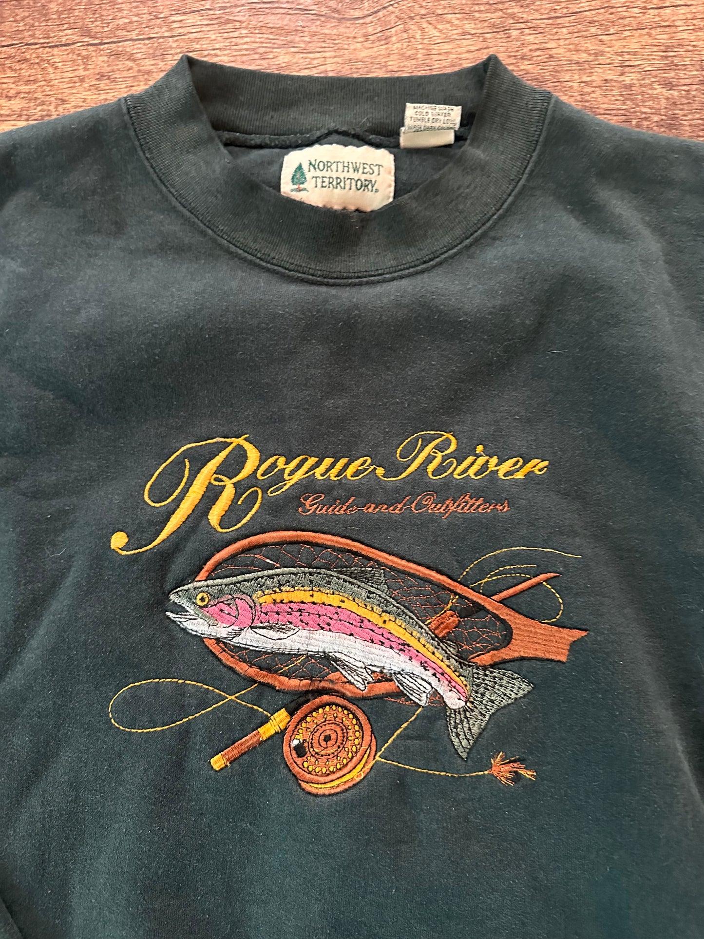 Vintage Northwest Territory Crewneck (L) Embroidered Rogue River - Green