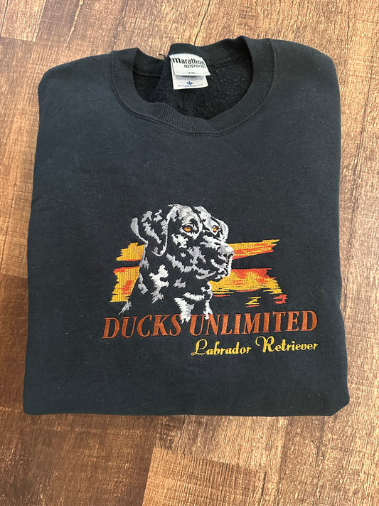 VTG Ducks Unlimited Sweatshirt (XXL) Embroidered Labrador Retriever - Black