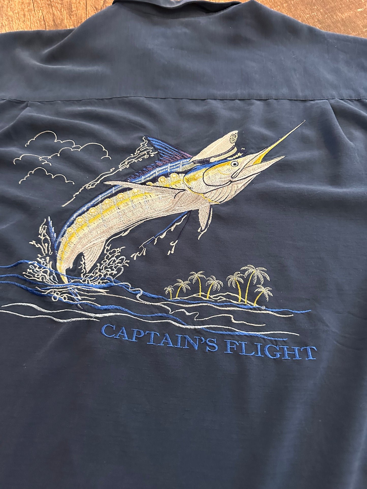 Bamboo Cay Button Down T (XL) “Captains Flight” - Navy