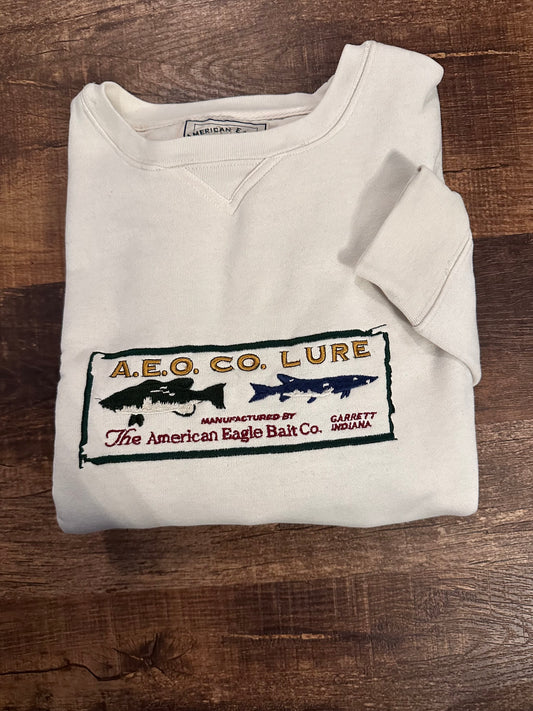 Vintage American Eagle Outfitters Sweatshirt (L) Embroidered AEO Co Lure Bait Shop - White
