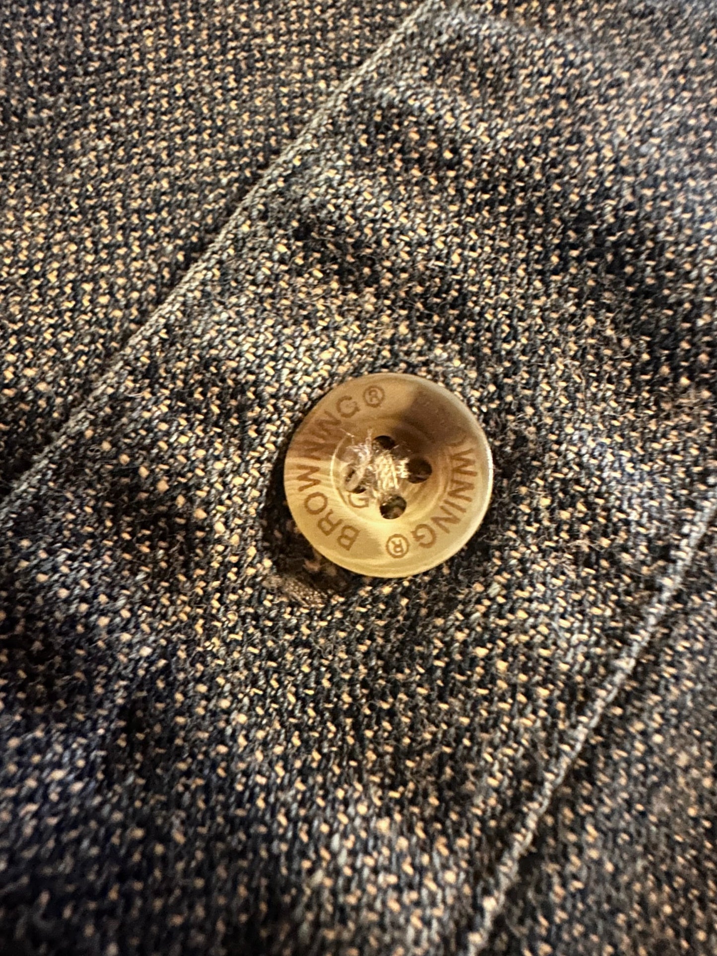 Vintage Browning Denim Button Down (XL) Embroidered Whitetail Buck - Dark Wash