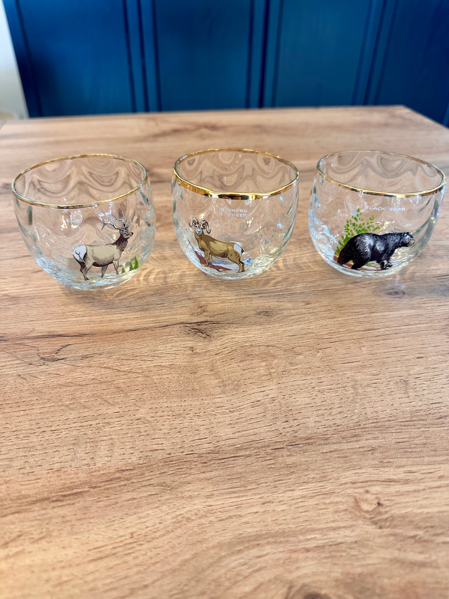 RARE 🥃 Ned Smith “Big Game” Low Ball Whiskey Glasses (Set of 8)