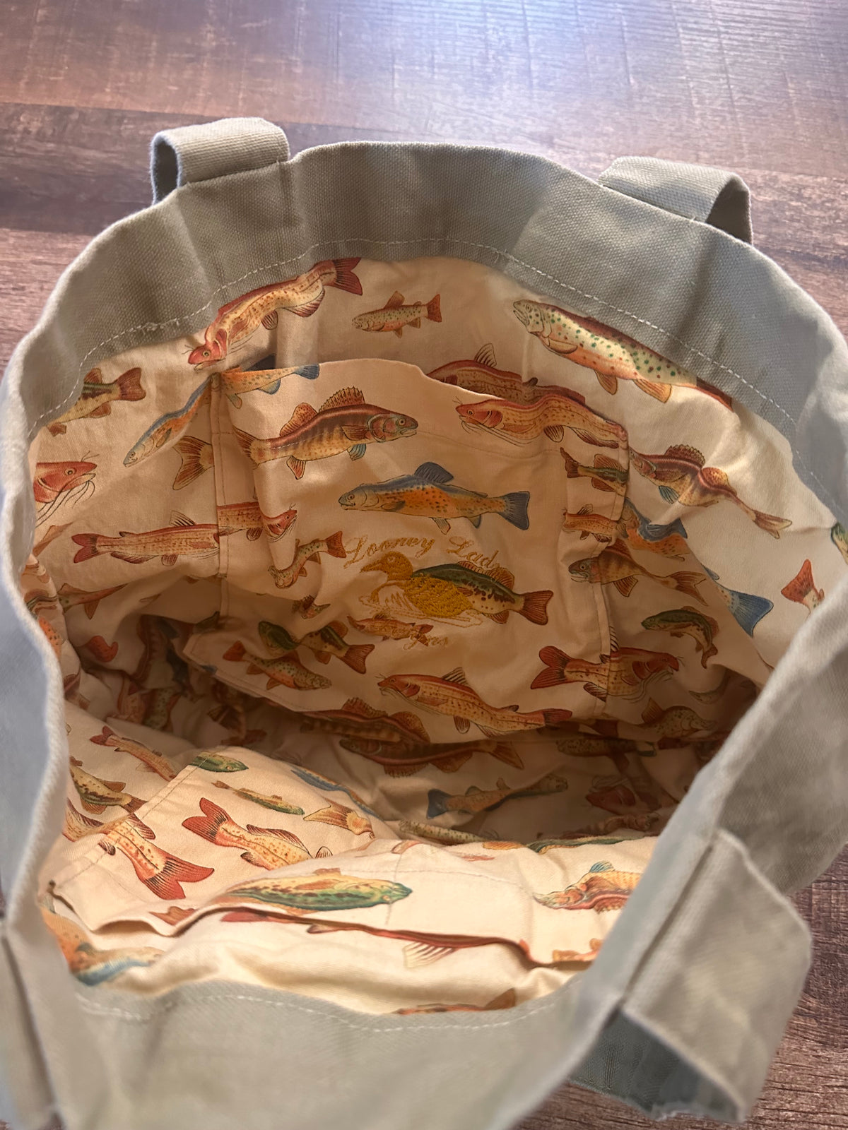 Vintage Canvas Tote Trout Bag “The Looney Lady”