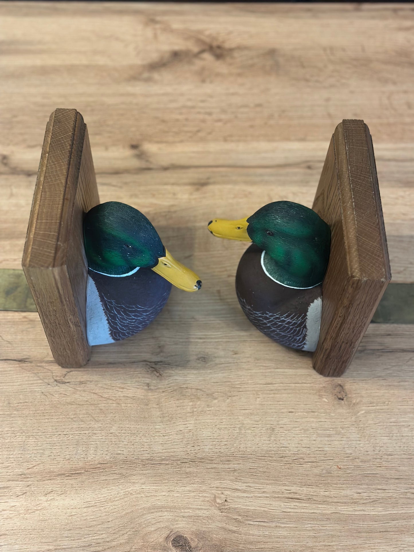 Vintage Wooden Mallard Duck Bookends