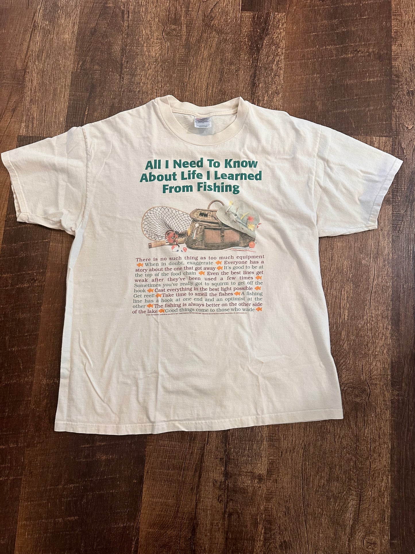 Vintage Hanes T (XL) I Learned from Fishing - White