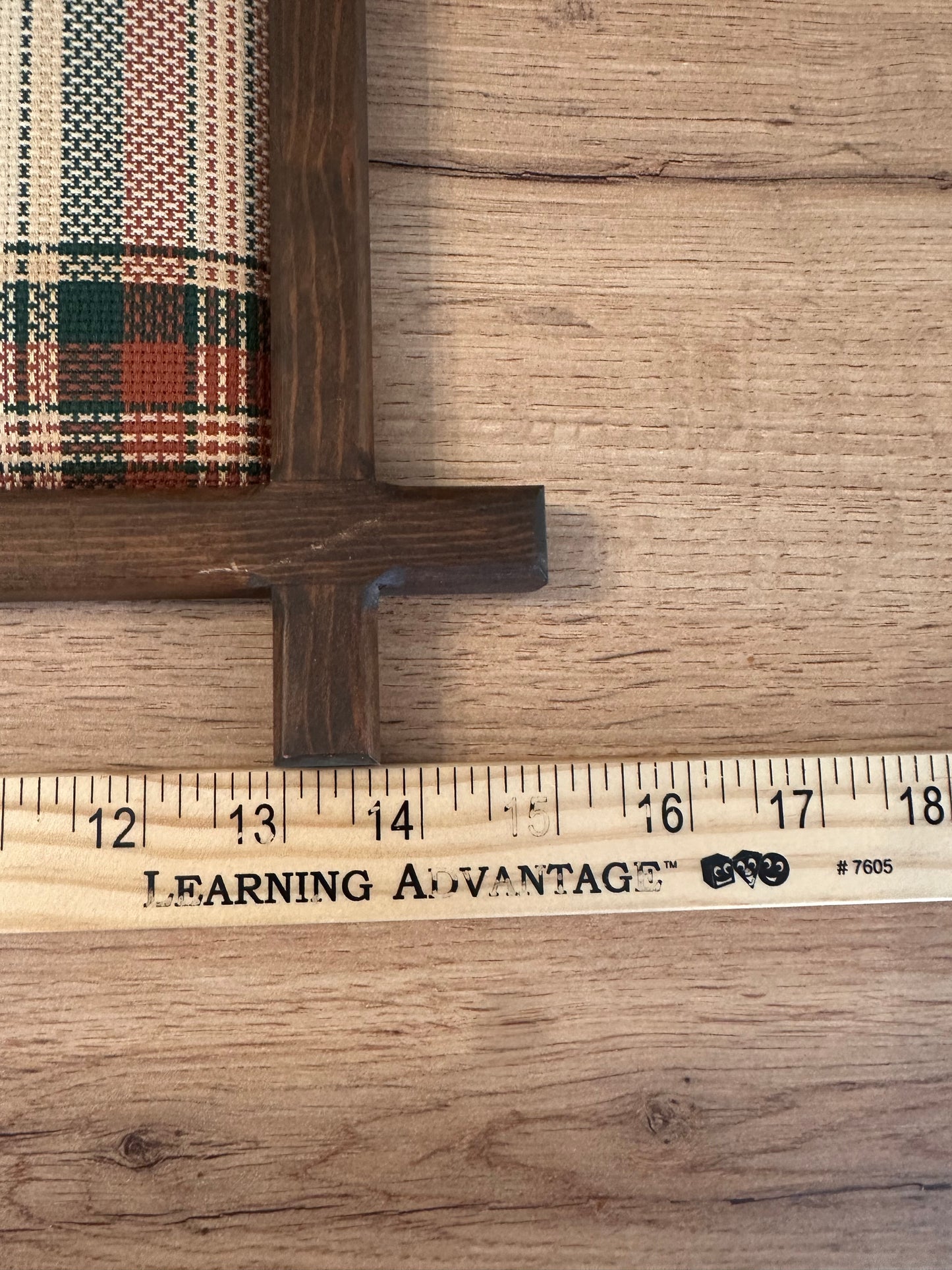 Vintage Cross Stitch Plaid Padded Cross Frame “A Fishing I Will Go”