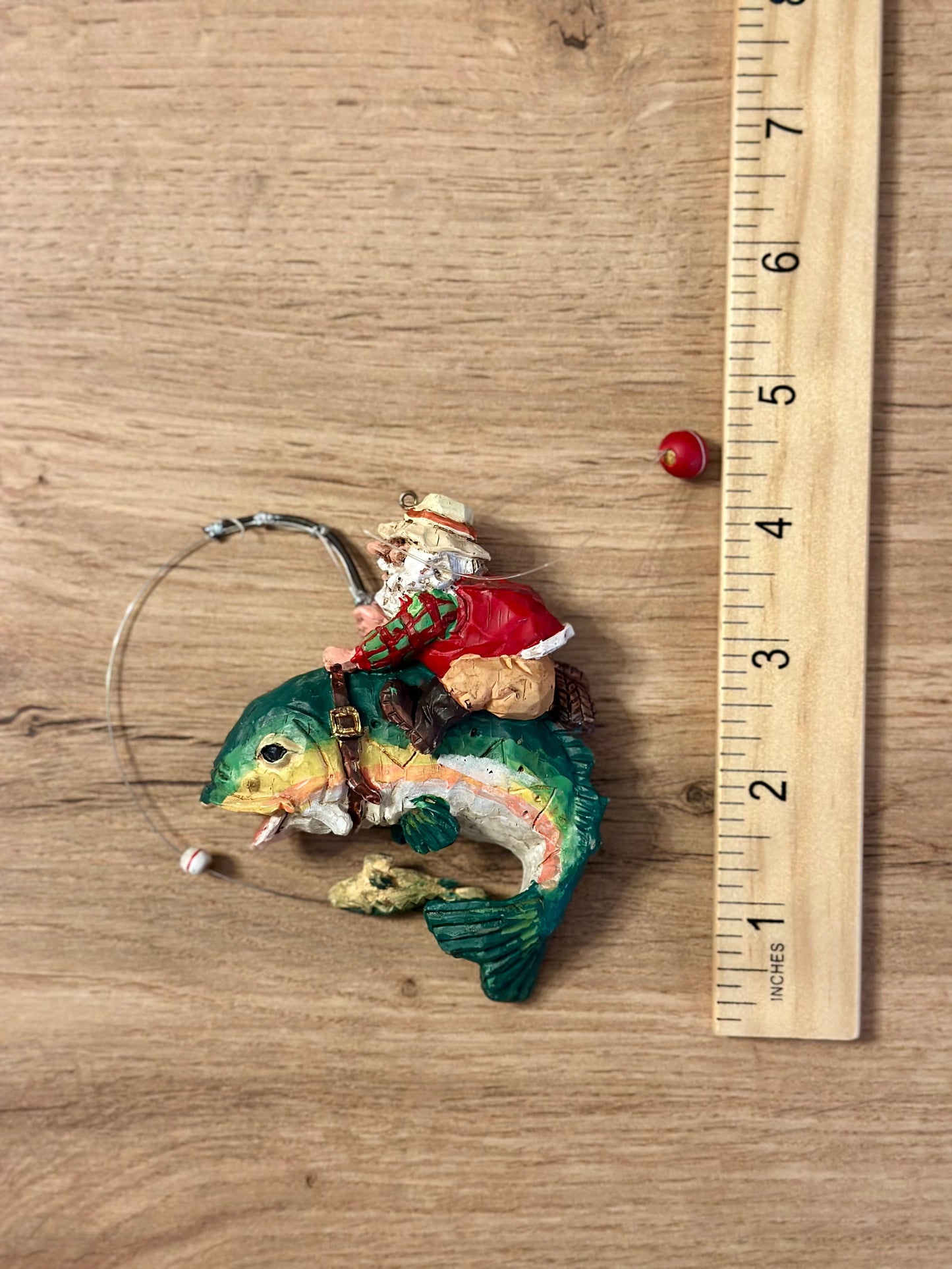 Santa Riding Large Trout Ornament