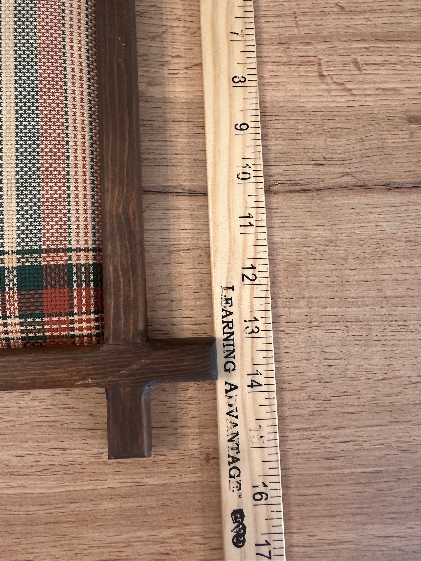 Vintage Cross Stitch Plaid Padded Cross Frame “A Fishing I Will Go”