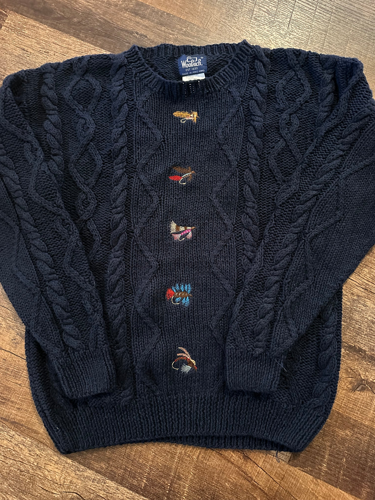 Vintage Woolrich Knit Sweater (M) Embroidered Flies