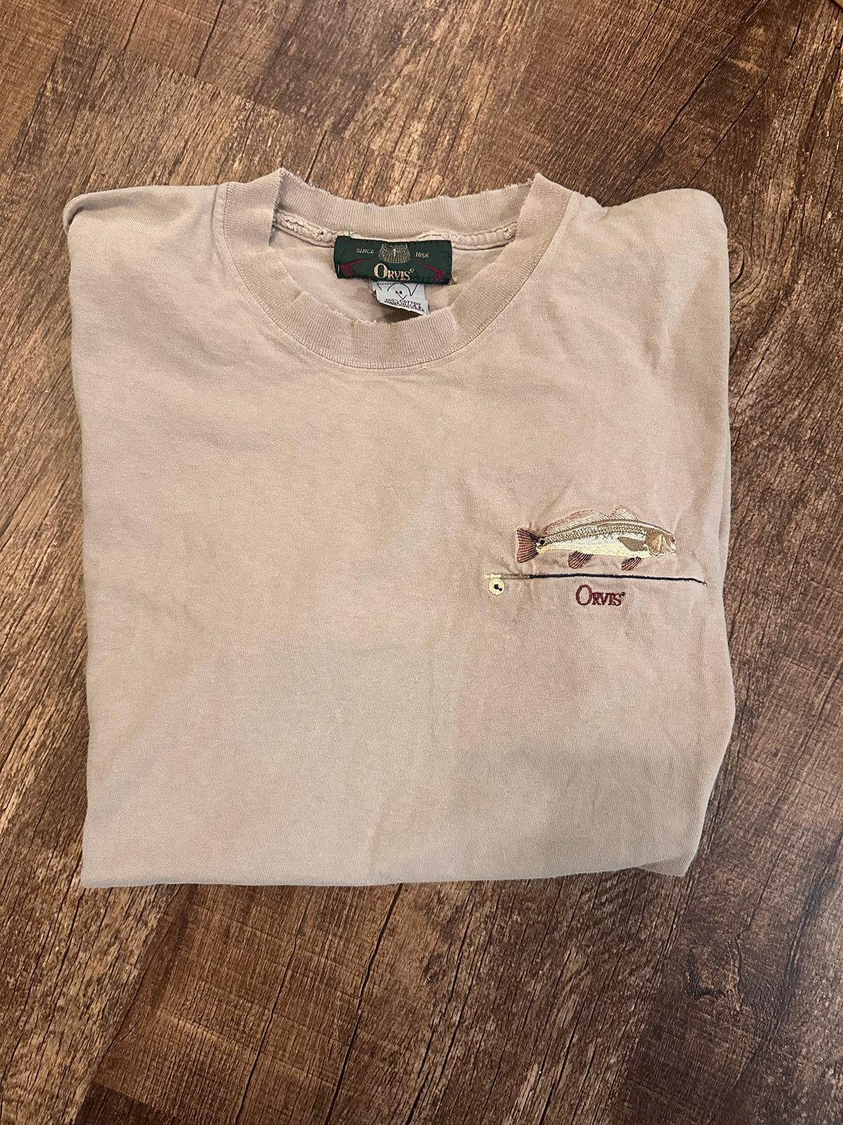 Vintage Orvis T (M) Embroidered Redfish and Rod Logo