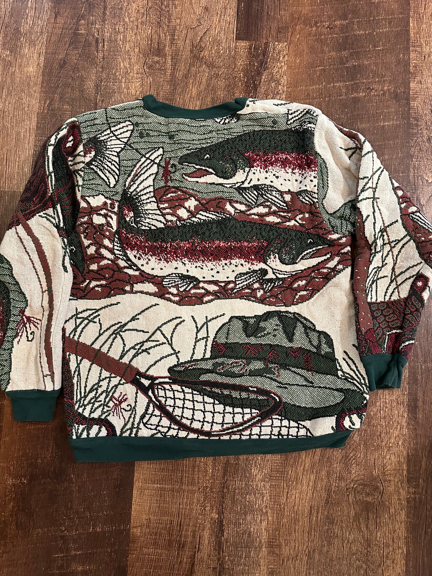 Vintage Sugar Street Tapestry Sweater (OS) Green Tipped