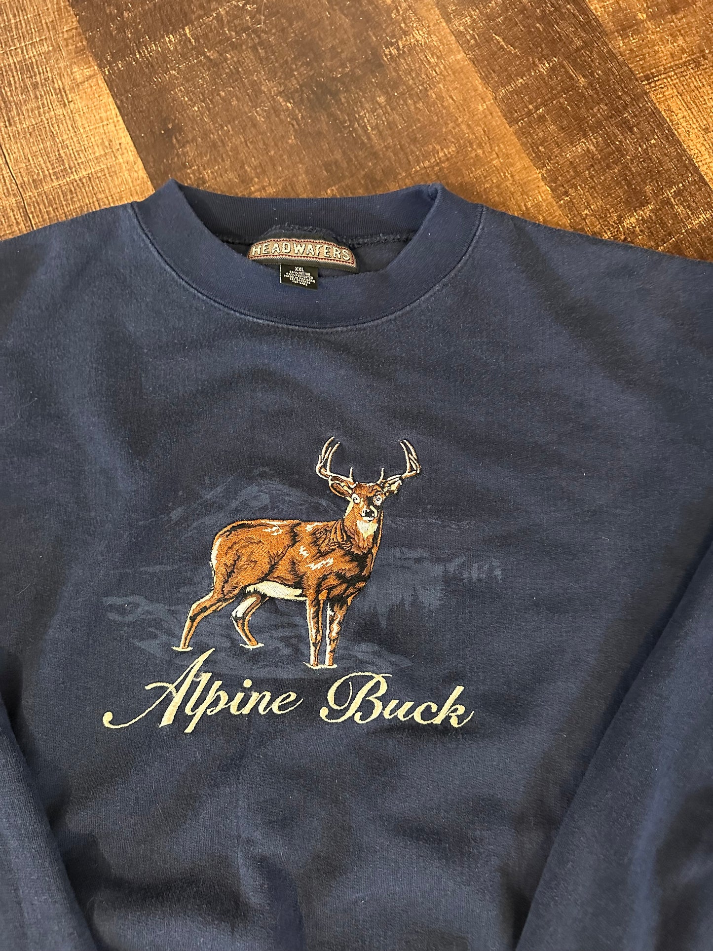 Vintage Headwaters Crewneck (XXL) Embroidered Alpine Buck - Navy
