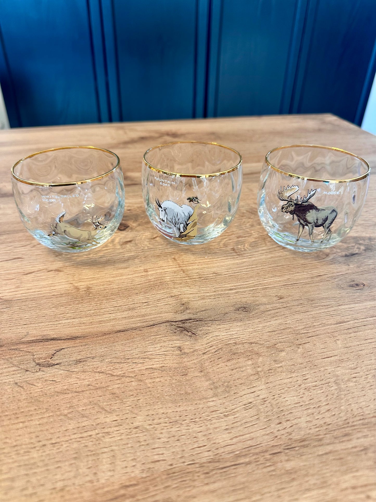 RARE 🥃 Ned Smith “Big Game” Low Ball Whiskey Glasses (Set of 8)