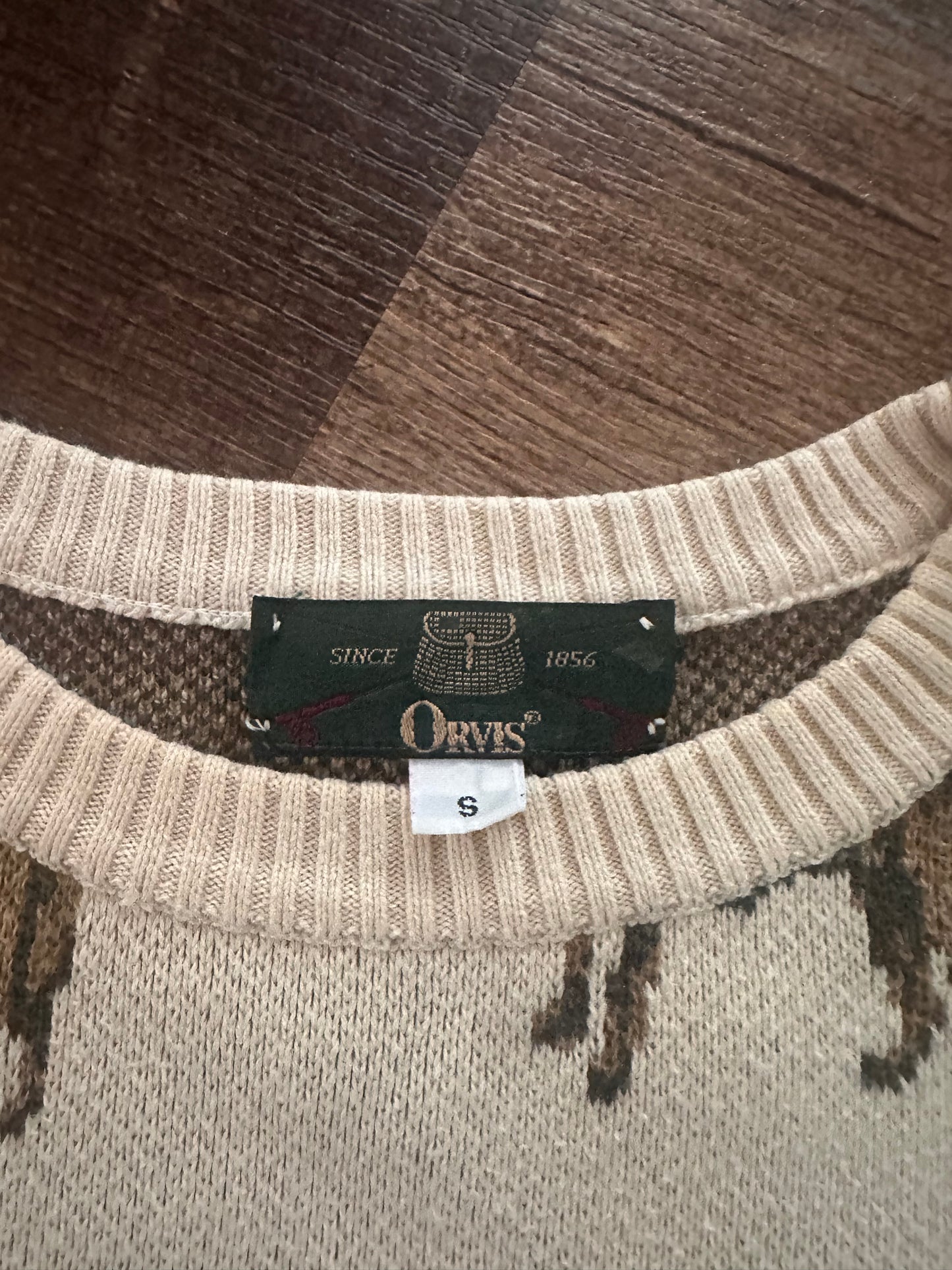 Vintage Orvis Sweater (S) Dog Prints - Cream