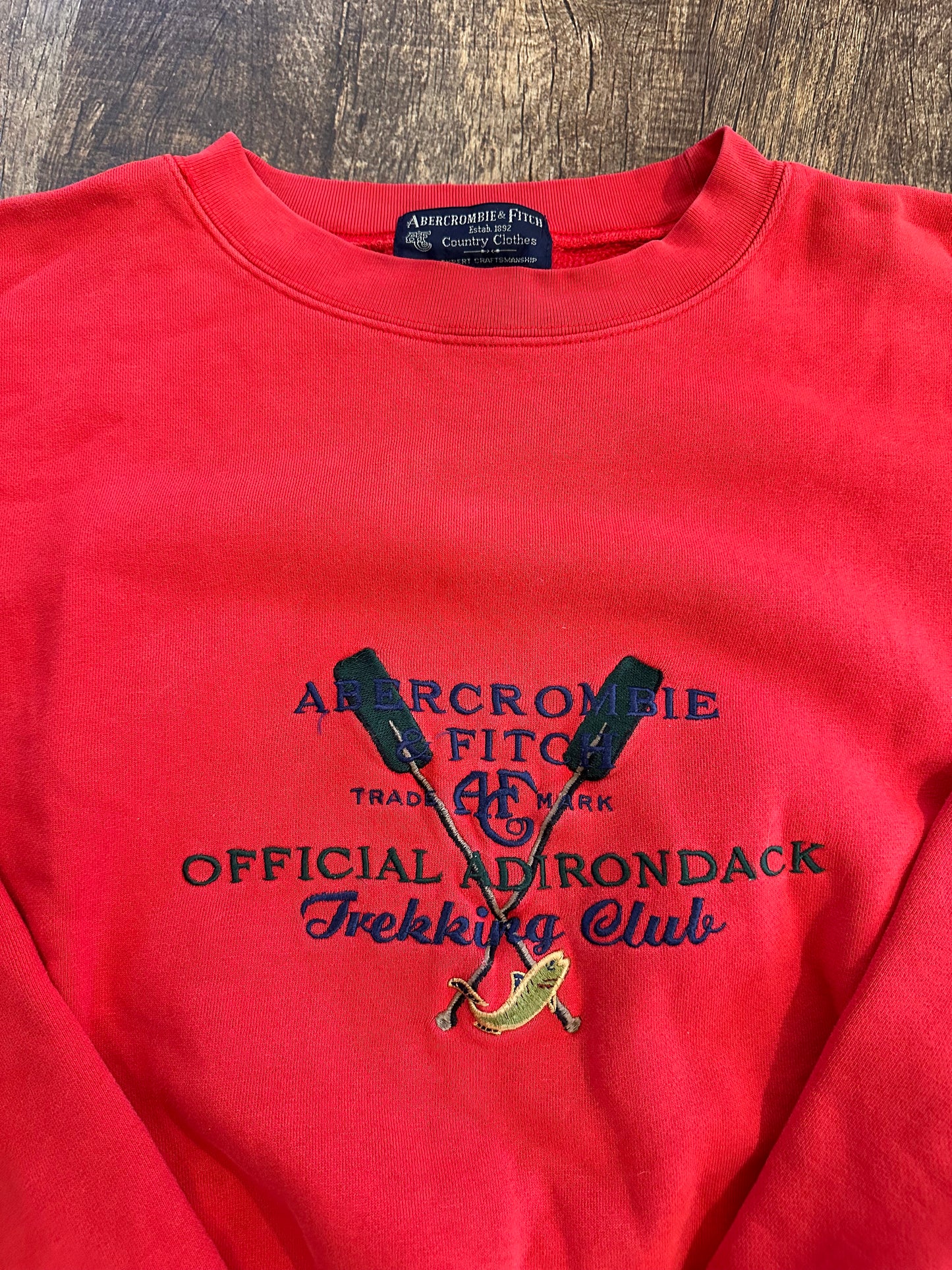 Vintage Abercrombie & Fitch Crewneck (XL) Trekking Club Trout - Red
