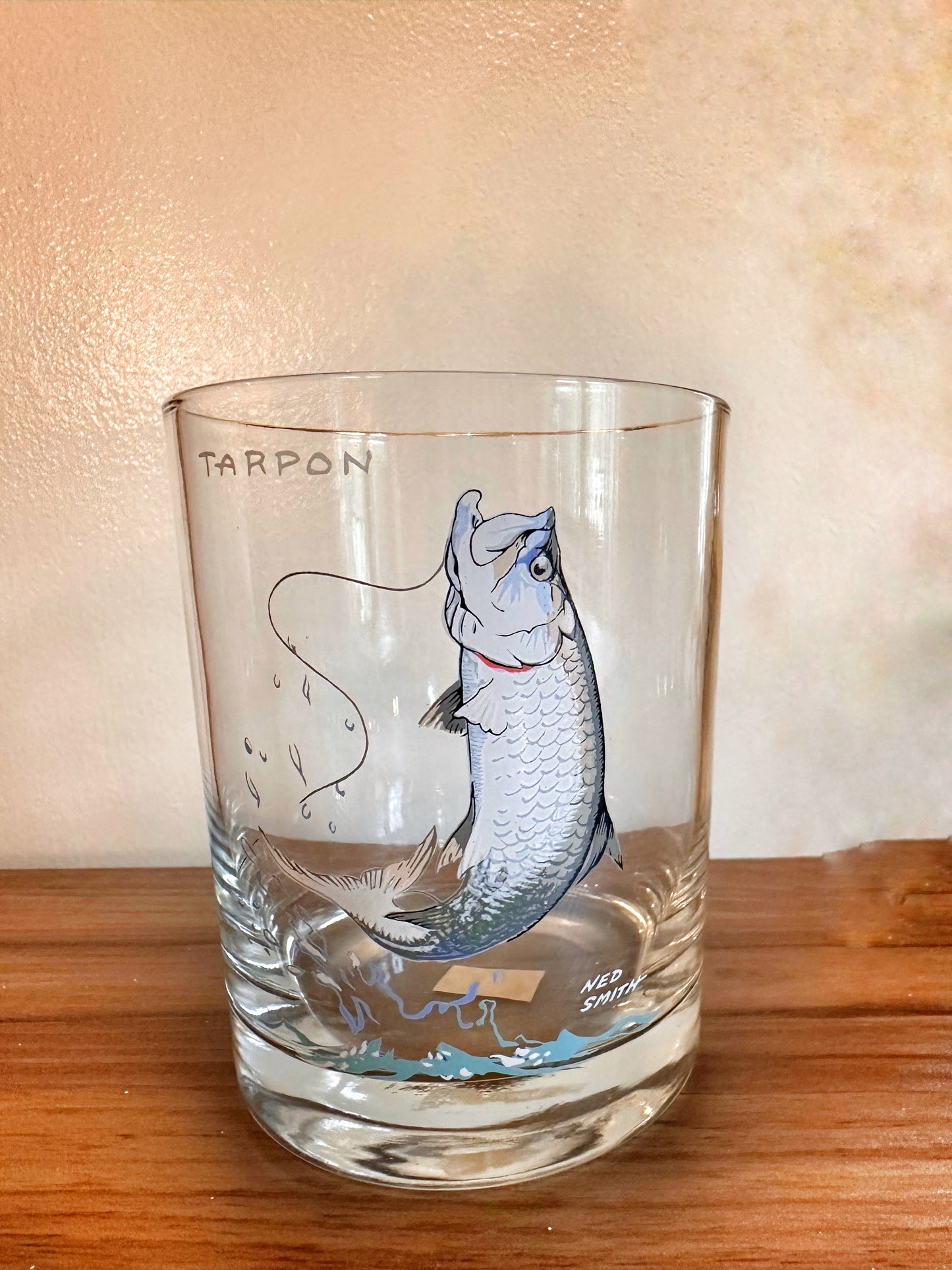 Vintage 1970s MINT Ned Smith Salt Water Fish Whiskey Glasses - Mid - (Set of 3)
