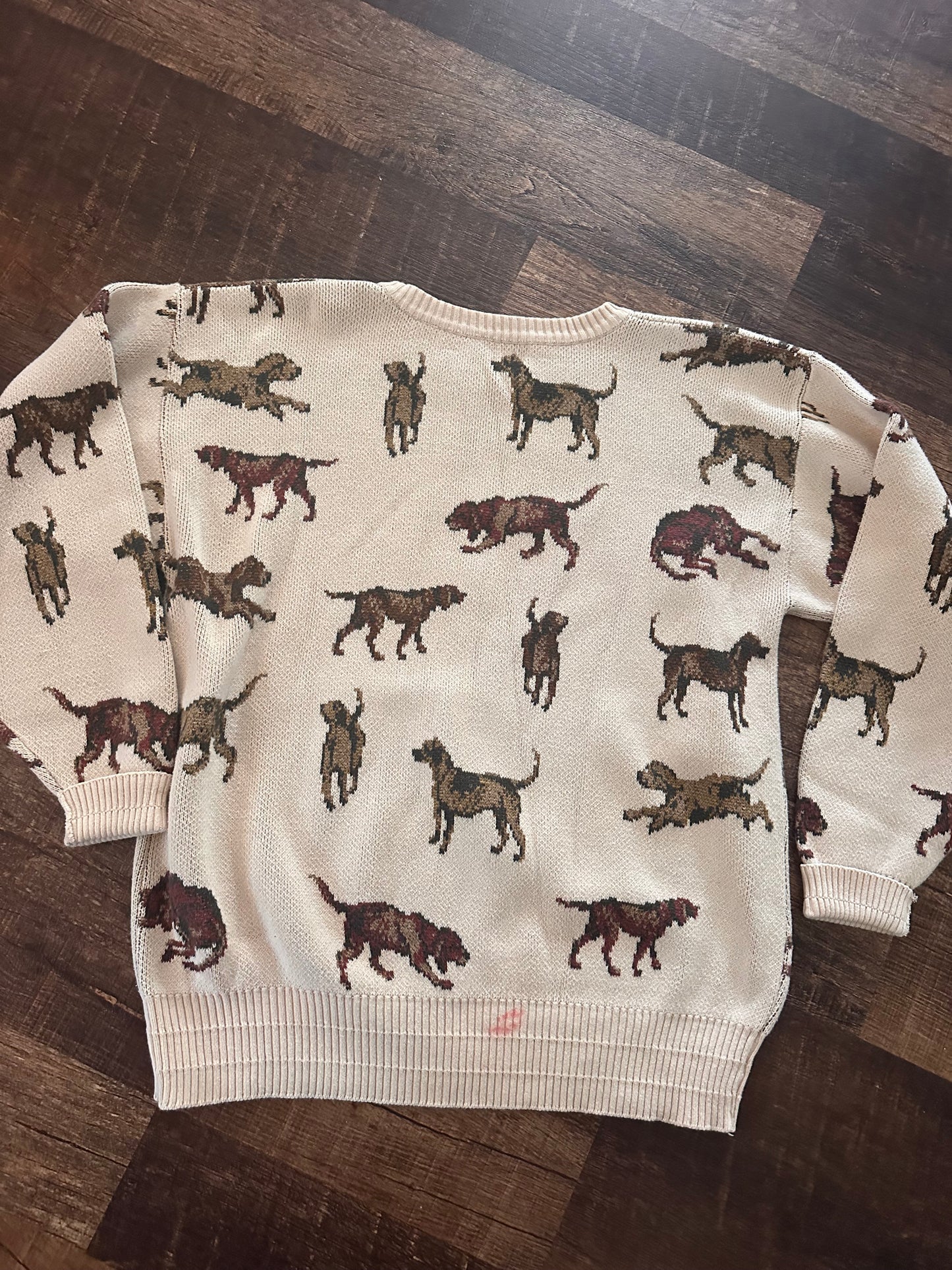 Vintage Orvis Sweater (S) Dog Prints - Cream