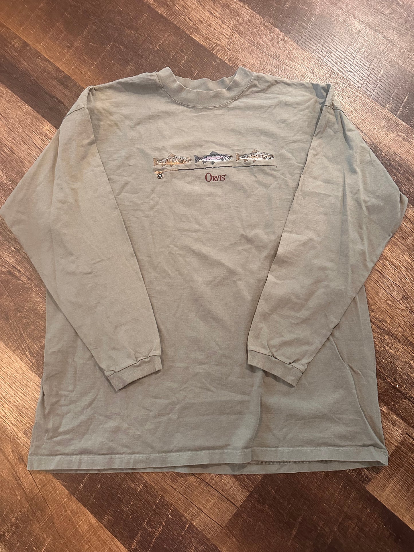 Vintage Orvis Long Sleeve (XL) Embroidered Trout and Rod