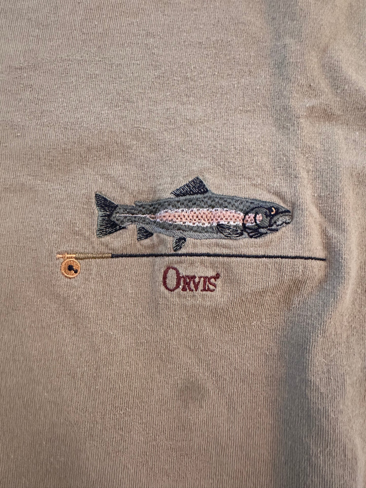 Vintage Orvis T (2XL) Embroidered Trout & Rod Logo
