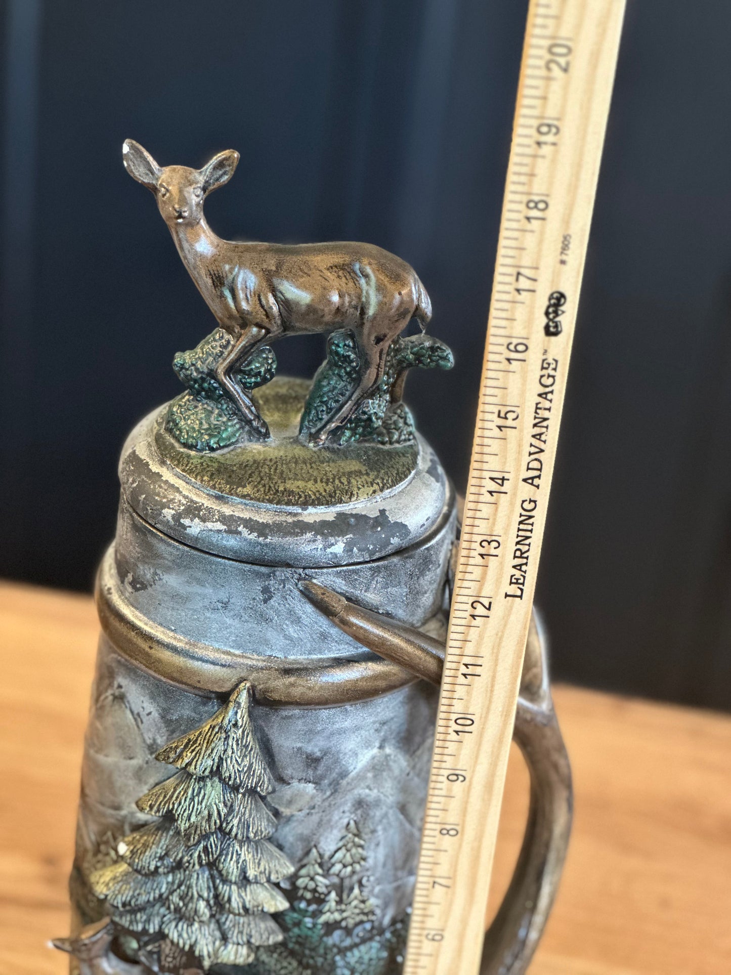 Vintage Large 3D Stein - Deer Scene with Removable Lid