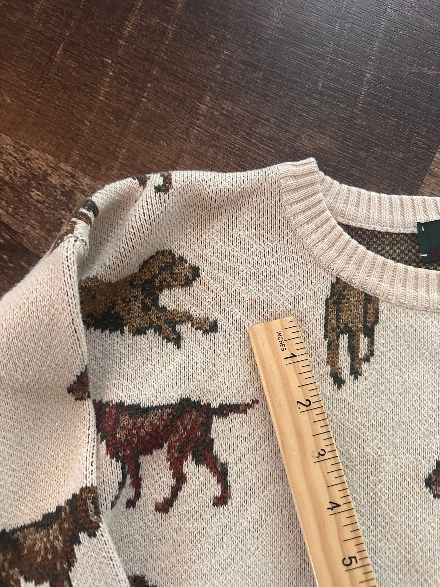Vintage Orvis Sweater (S) Dog Prints - Cream