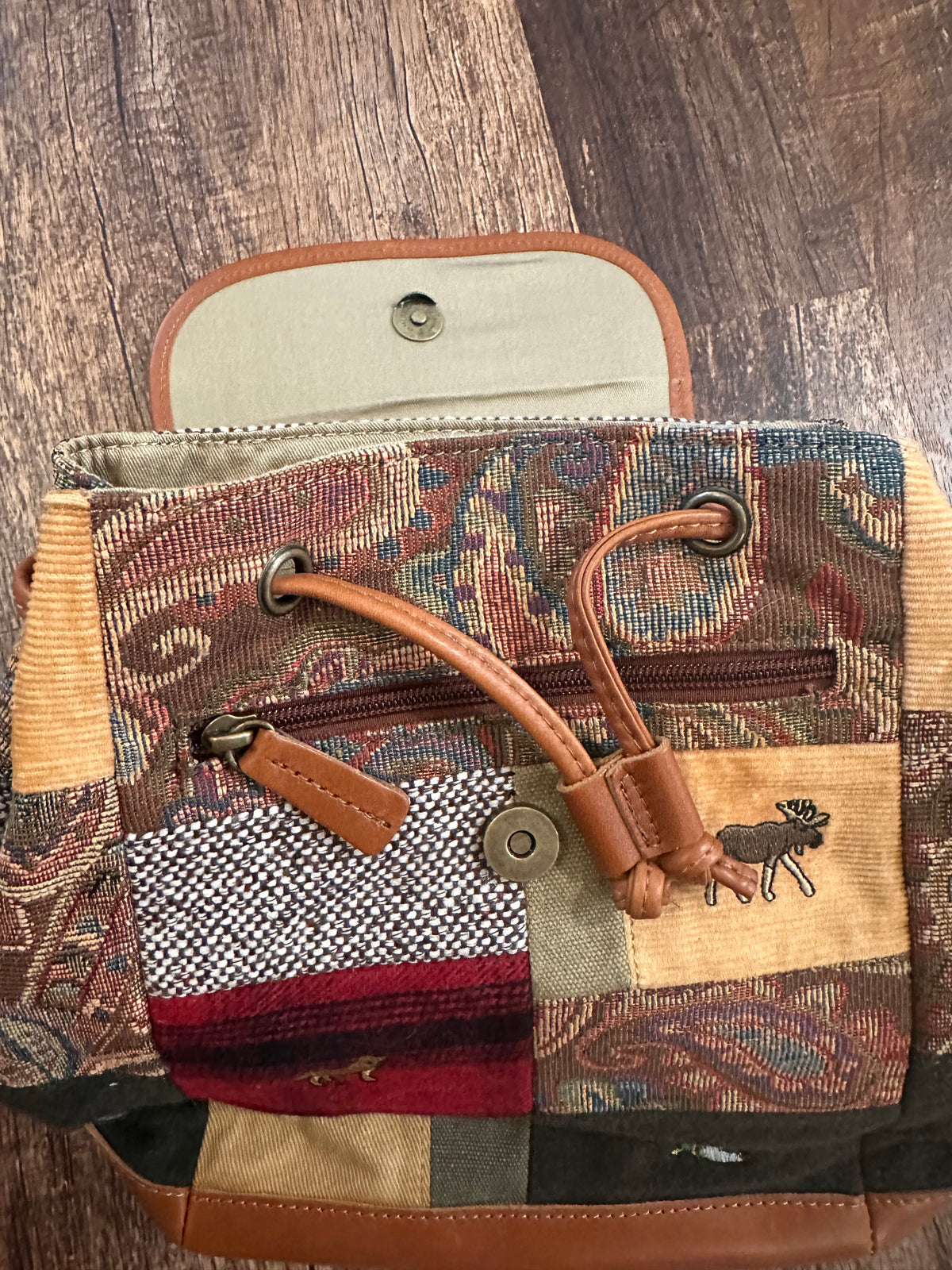 Vintage L.L. Bean Leather Patchwork Mini Backpack