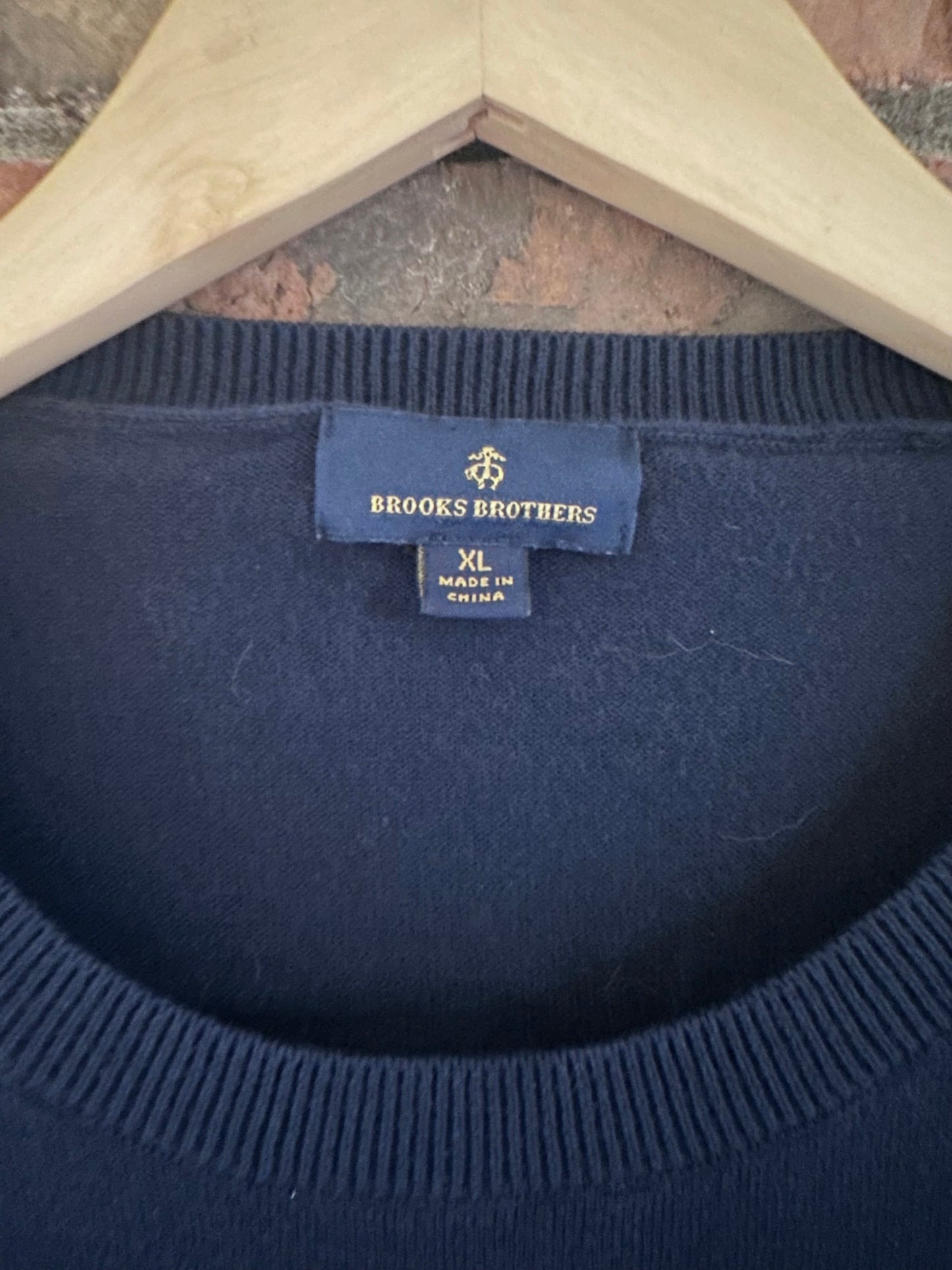 Brooks Brothers Sweater (XL) Embroidered Fly Fishing Navy Blue